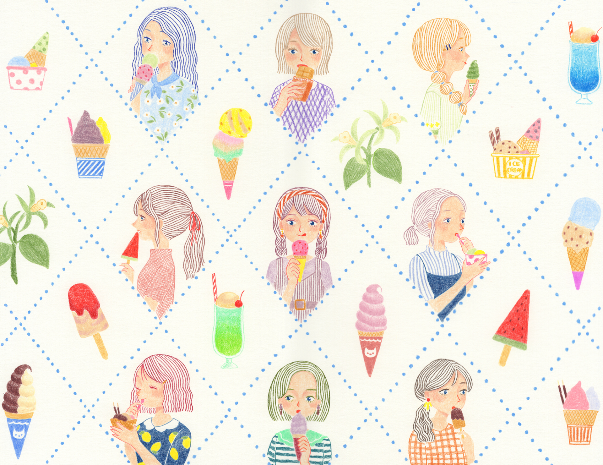 アイスを愛す（「駄洒落作画図鑑展」展示作品）