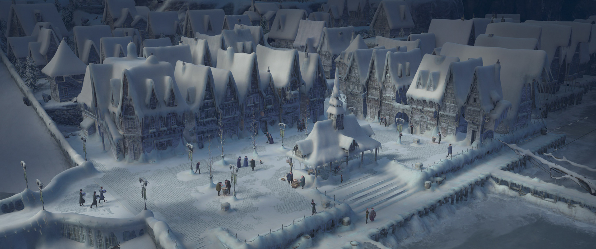 Snow covered village Modeling