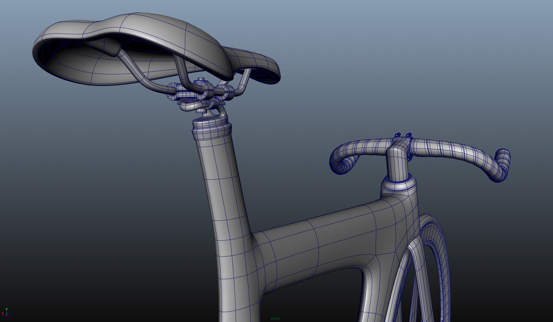 Futuristic Road Bike Modeling (Wireframe)