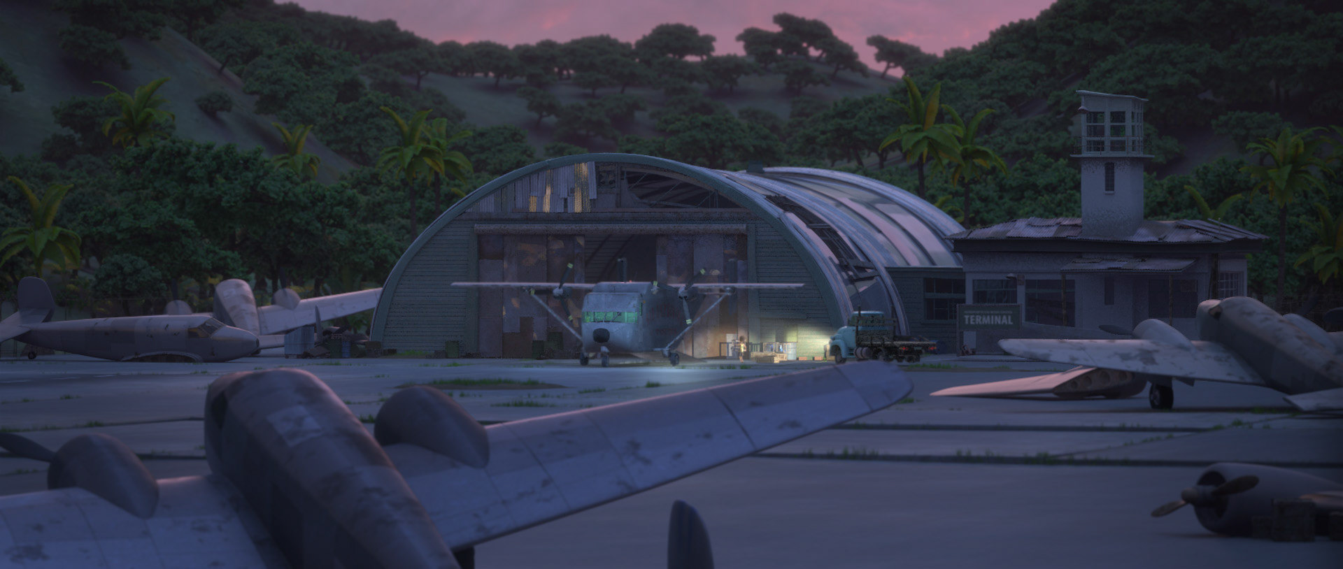 Screenshot from the movie with modeled environment