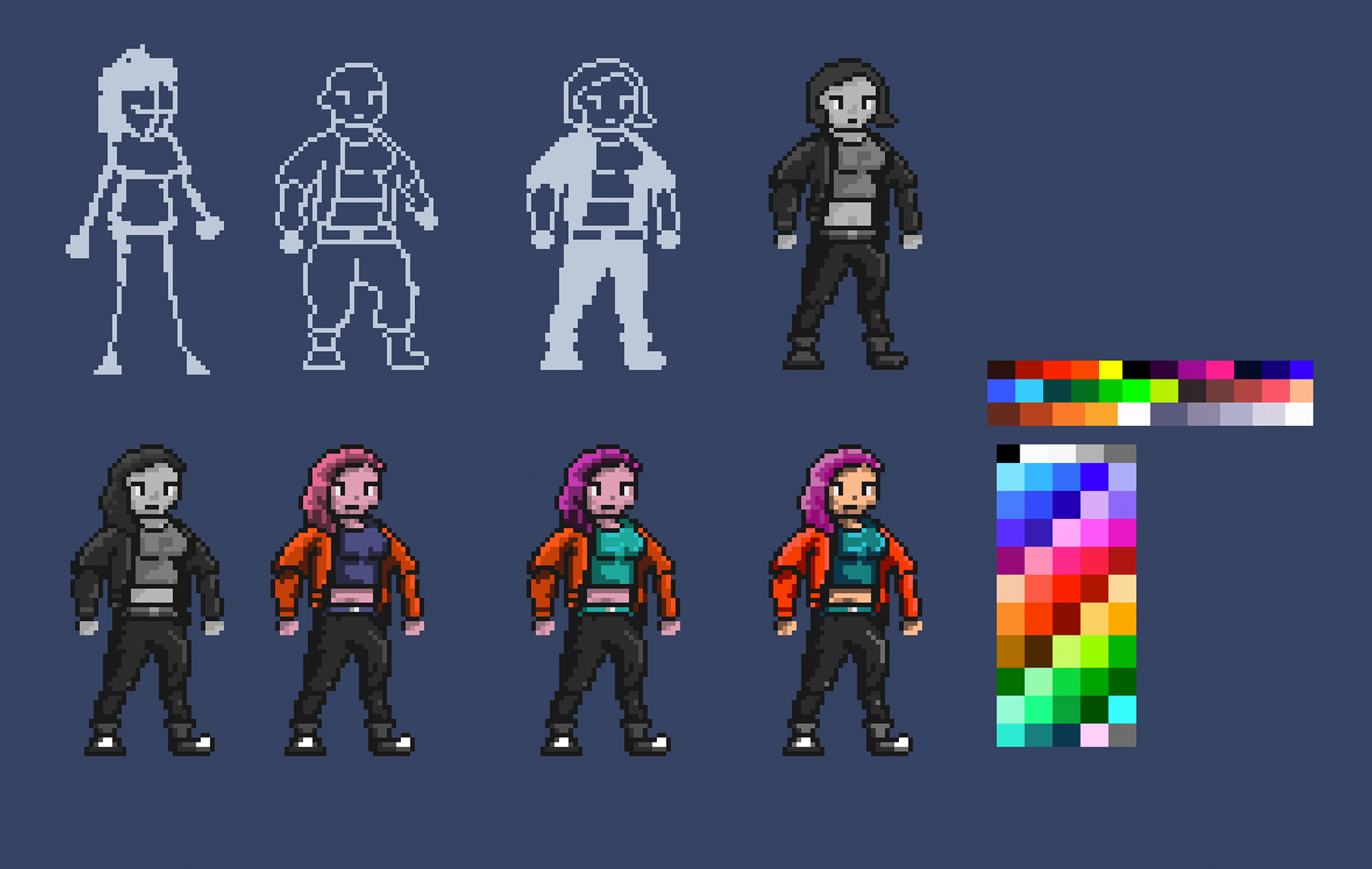 Pixelated protagonist character 
