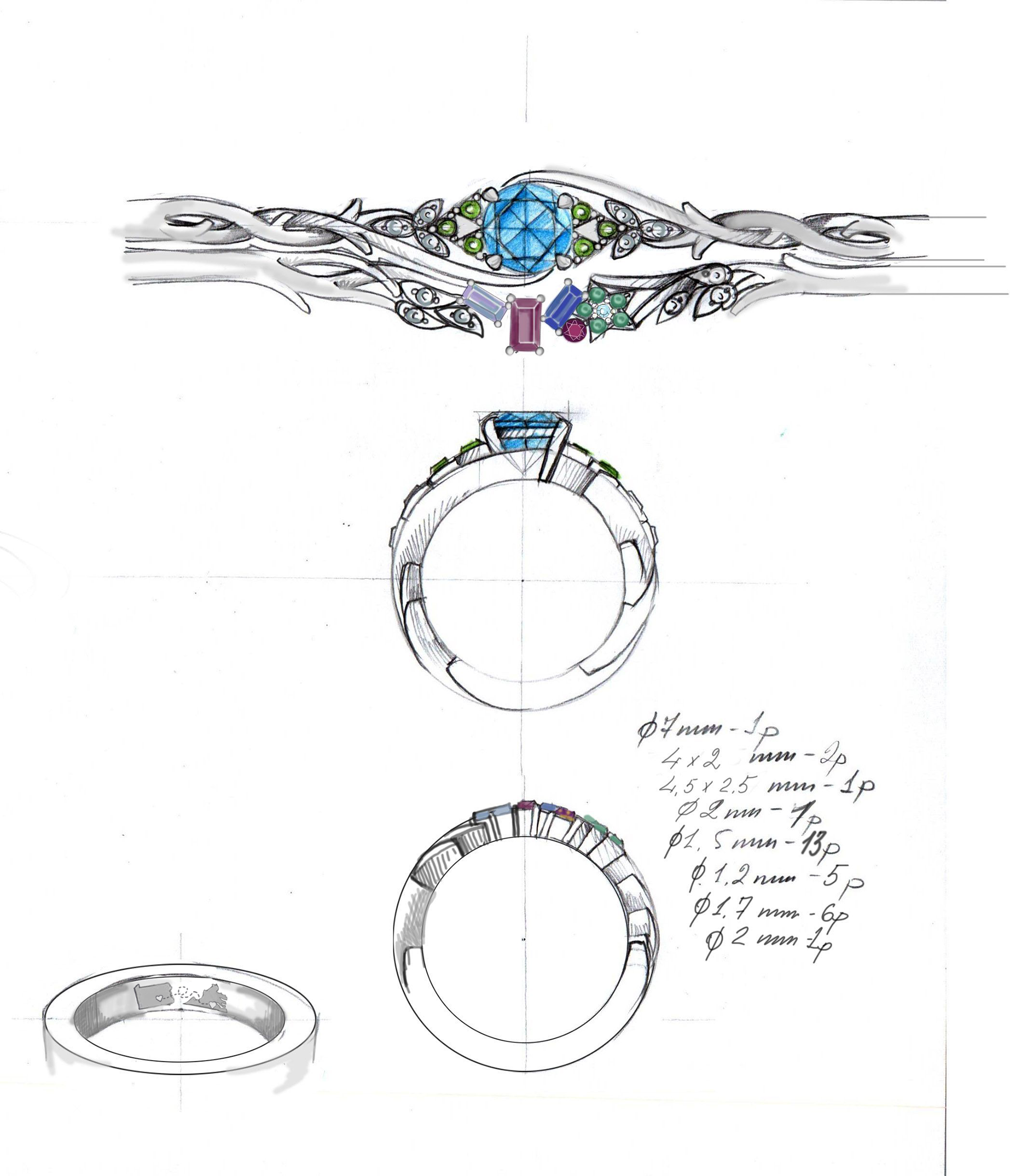Final design draft of both rings.