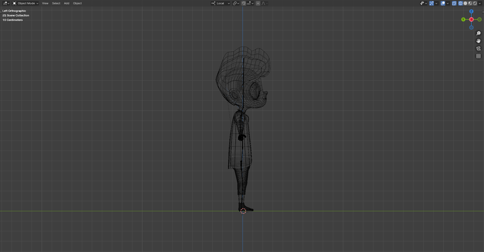 blender - viewport wireframe left