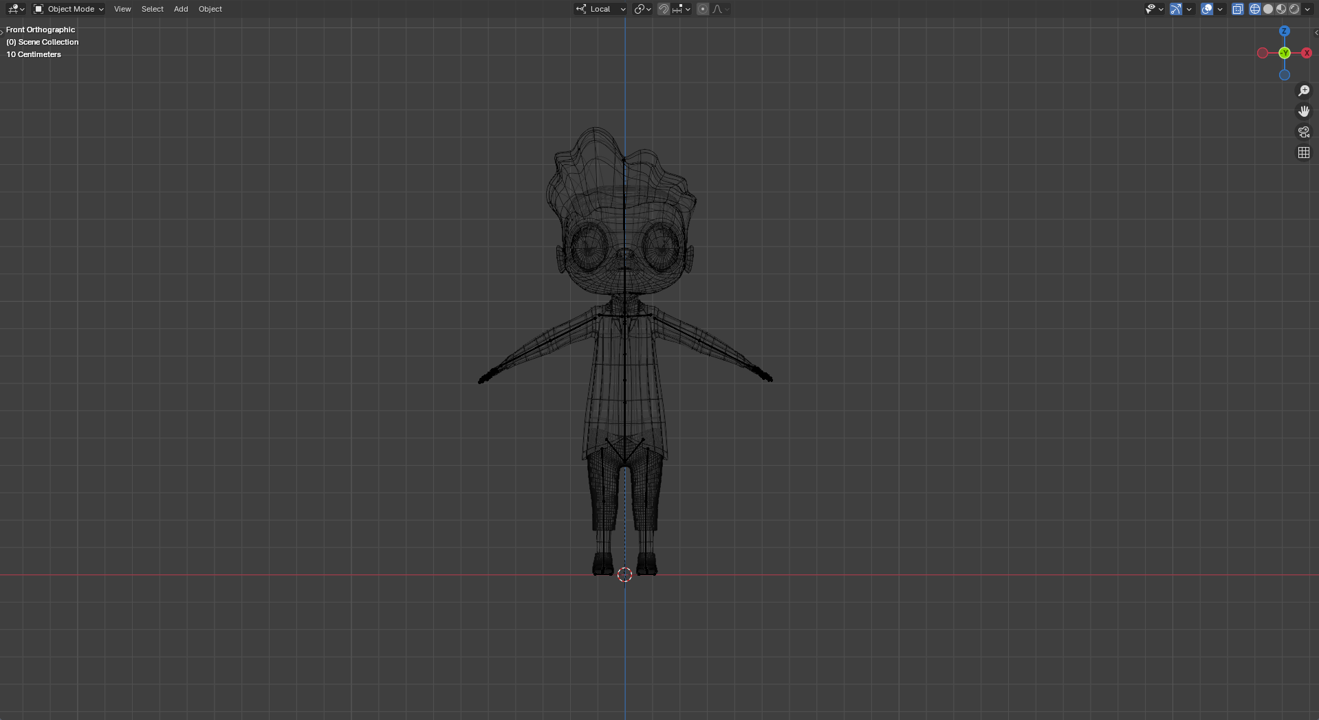blender - viewport wireframe front