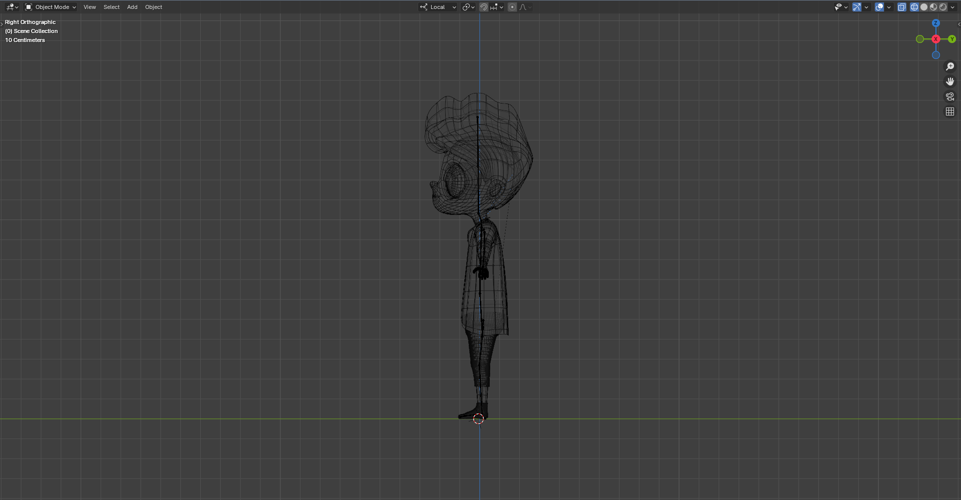 blender - viewport wireframe right