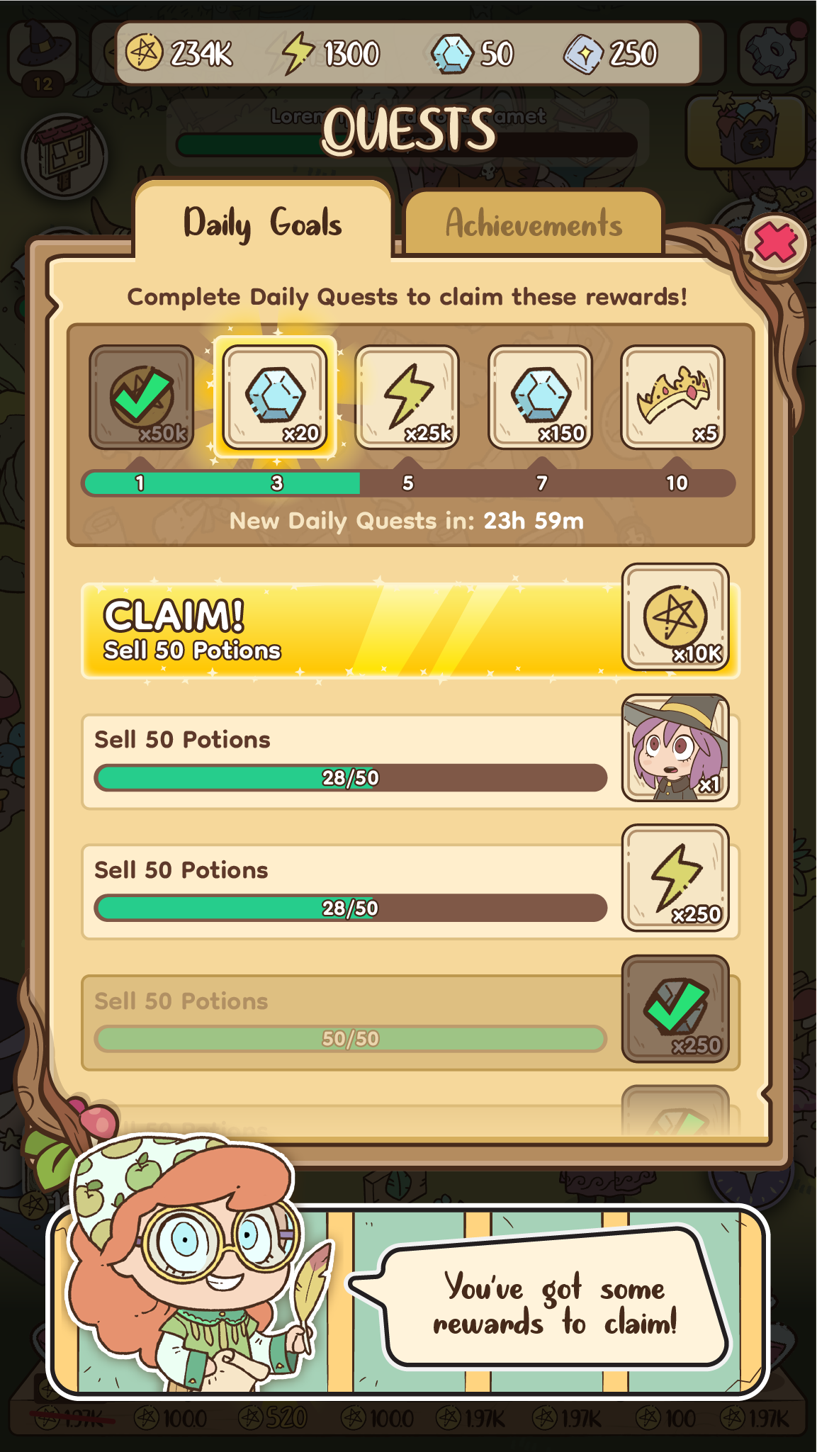 Goals & Achievements Popup