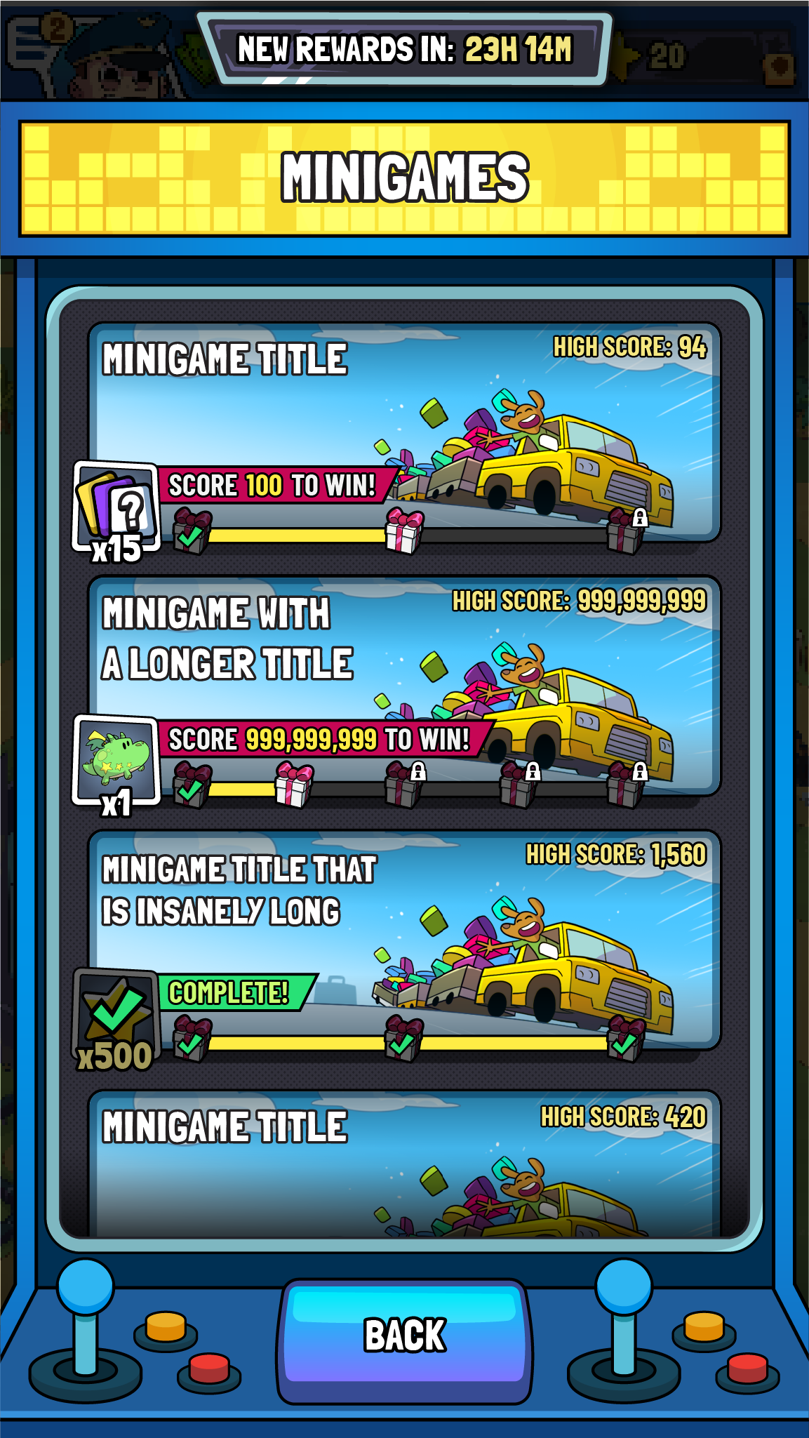Minigame Game Selection Popup