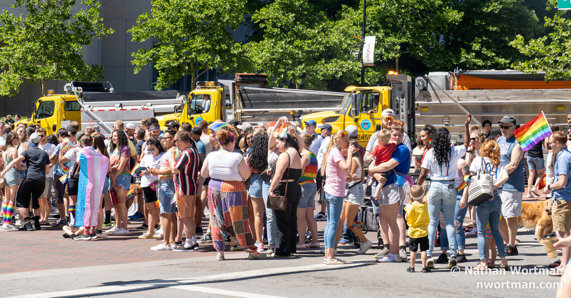 These trucks with various other heavy machinery are positioned at every intersection, for protection.