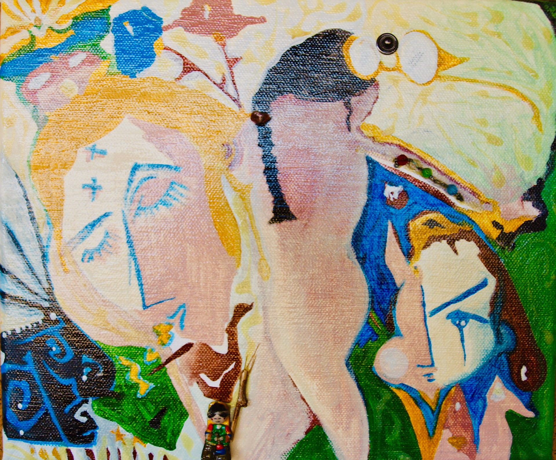 Canvas, FuckingArt, Acrylic+ Material, 15x20 2018
