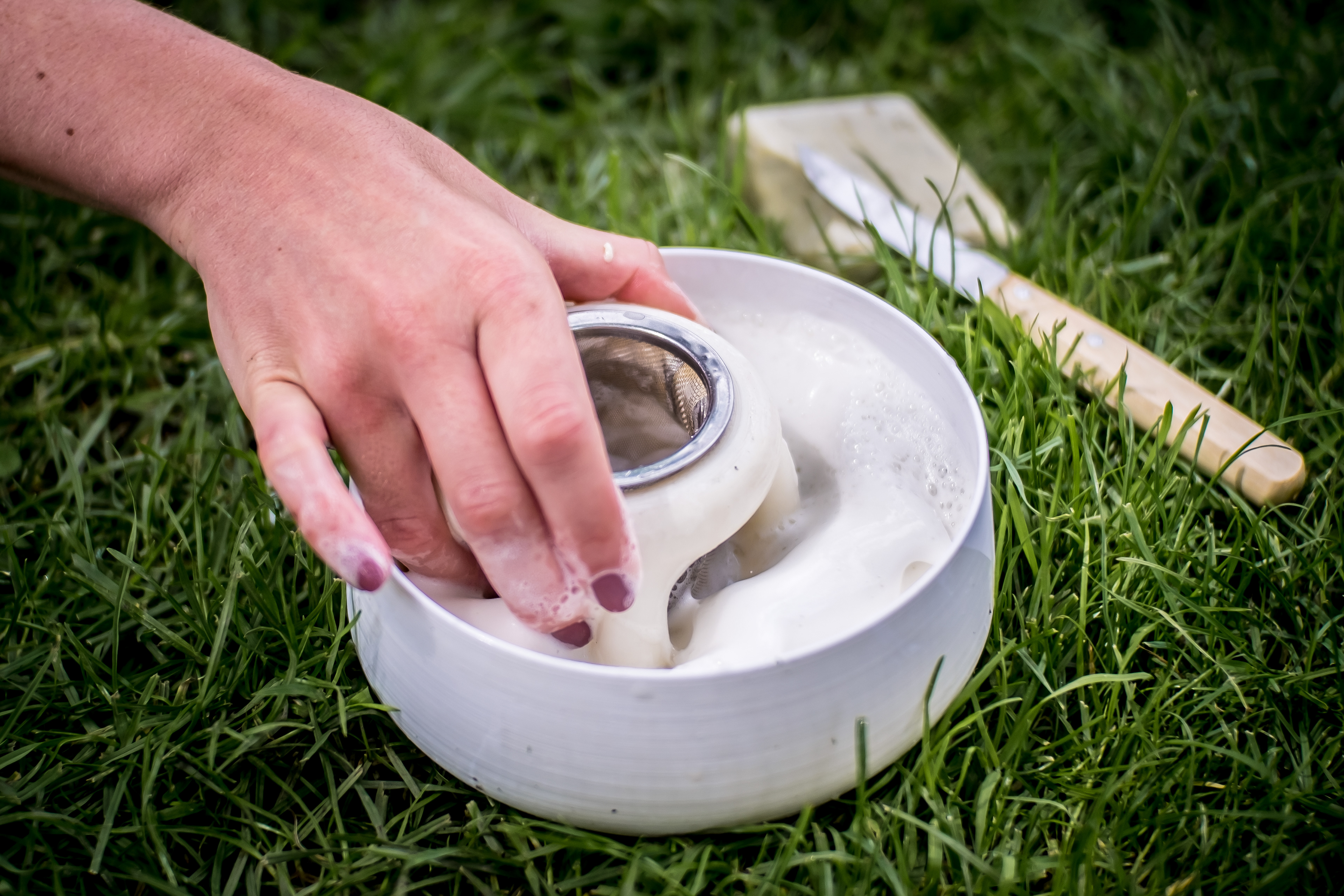 Foaming up soap flakes