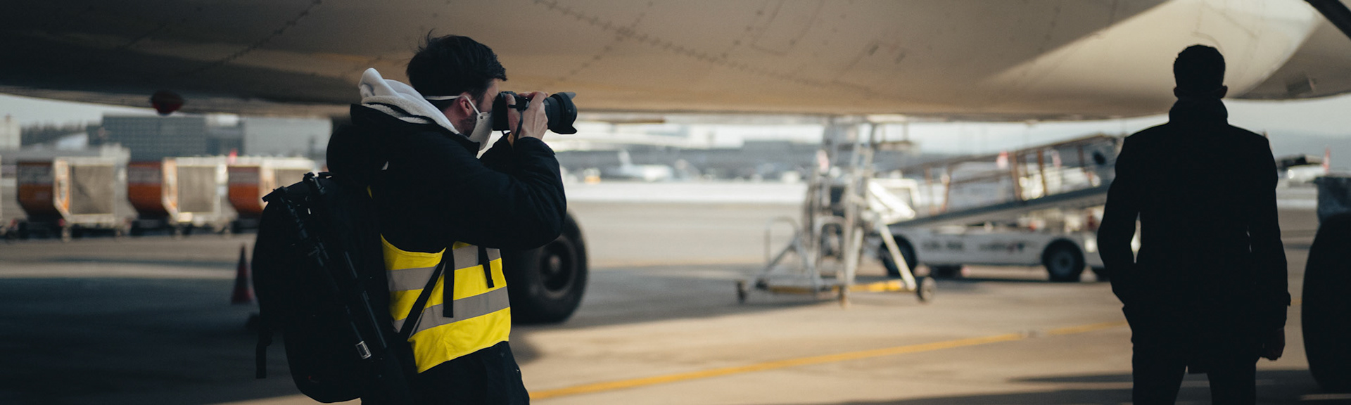 Aufnahme einer Produktion am Flughafen Zürich