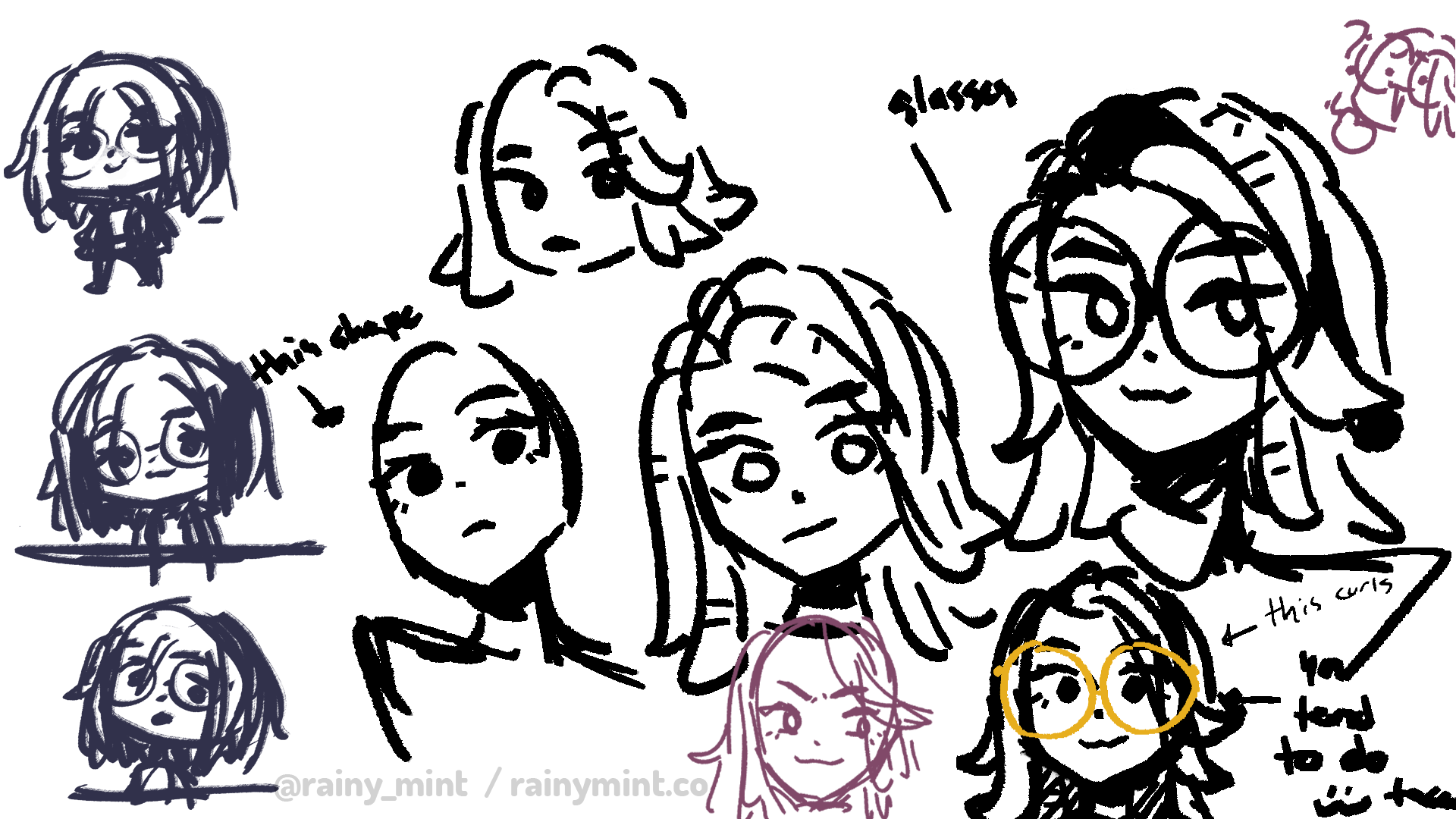 Collection of Initial Exploration Sketches (of myself)