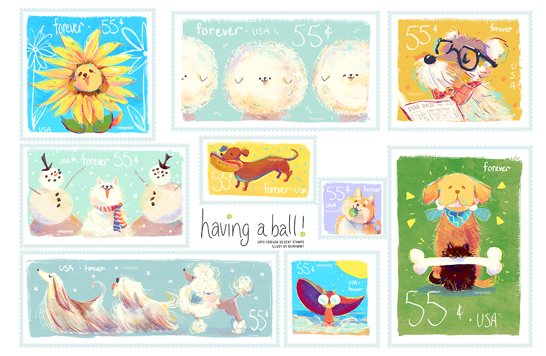 Having a Ball! (original mock postage stamps project)