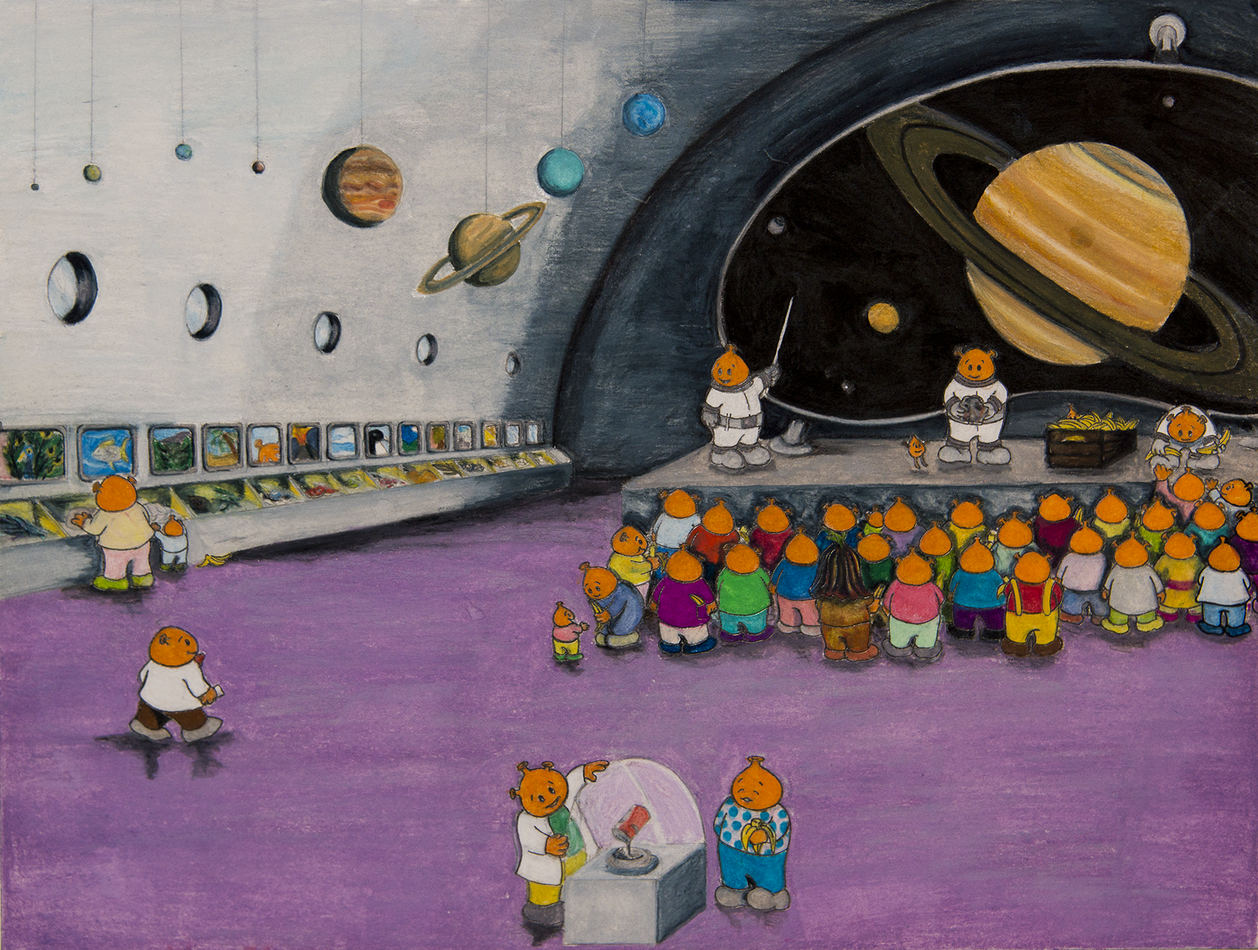 The solar system we travelled to was so cool that we need to tell everyone about it and everyone gets a free banana!