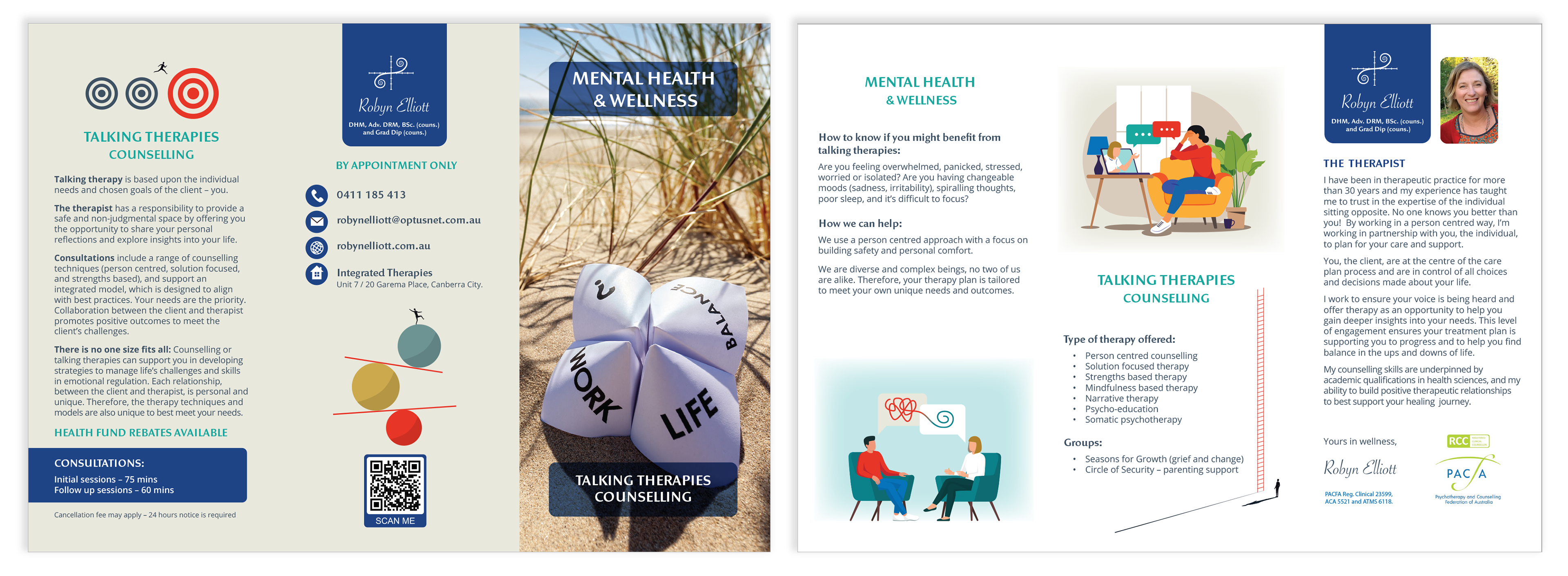 Robyn Elliott Talking Therapies Brochure , designed by Anderssen Creative.