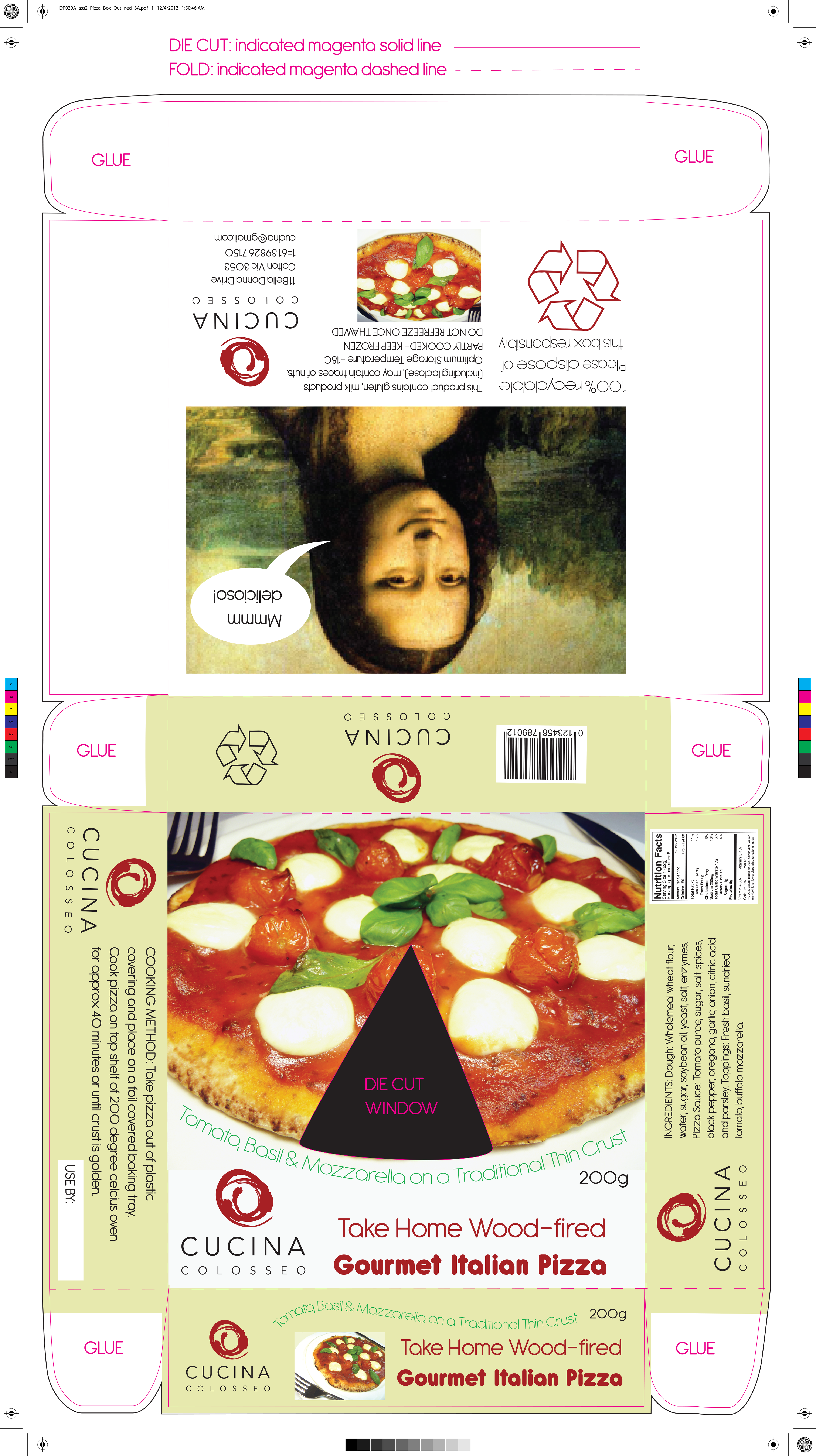 Pizza box packaging flat design (featuring FOIL and DIE cut), by Anderssen Creative.