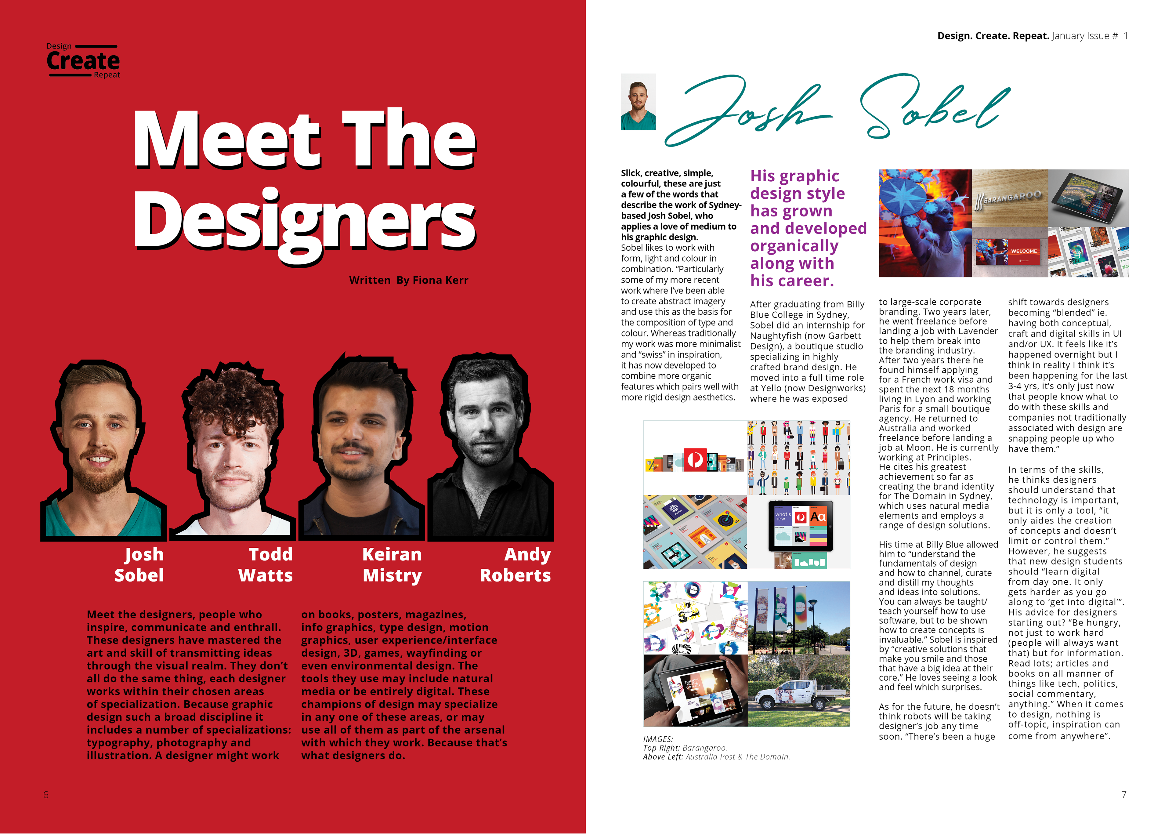 Design. Create. Repeat. Magazine Feature Article pages, typesetting by Anderssen Creative.