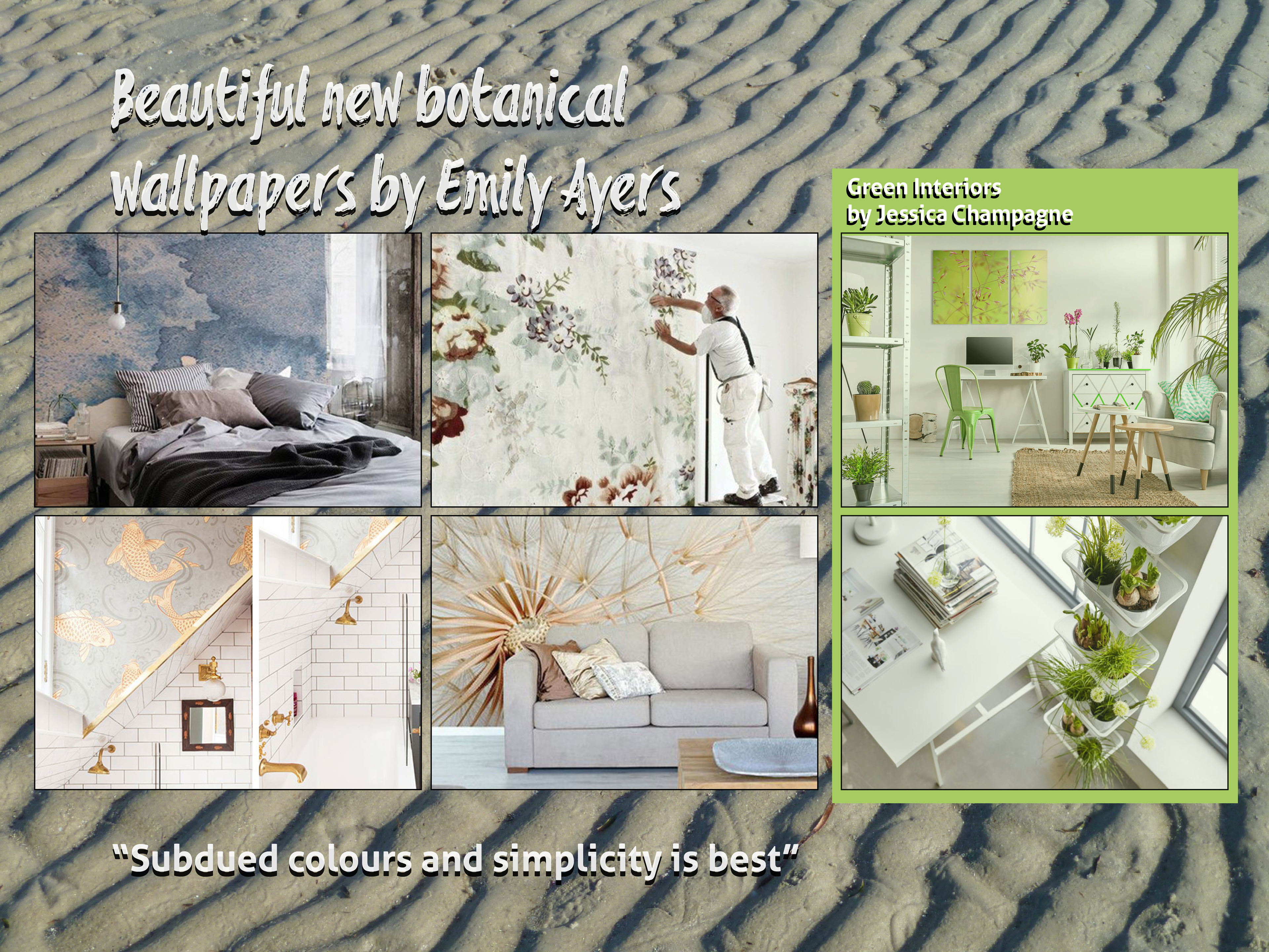 Examples of interior design, natural looking colours and textiles, by Anderssen Creative.