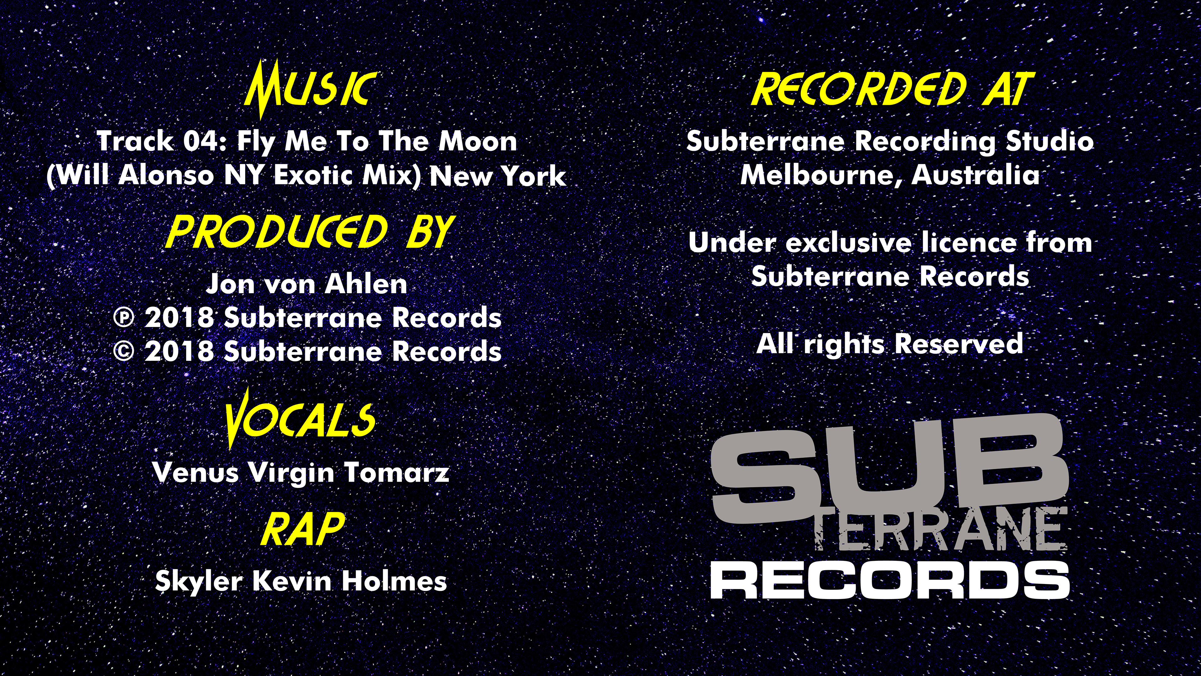 Video credits of Venus Virgin Tomarz Transhuman – Fly Me to the Moon.
