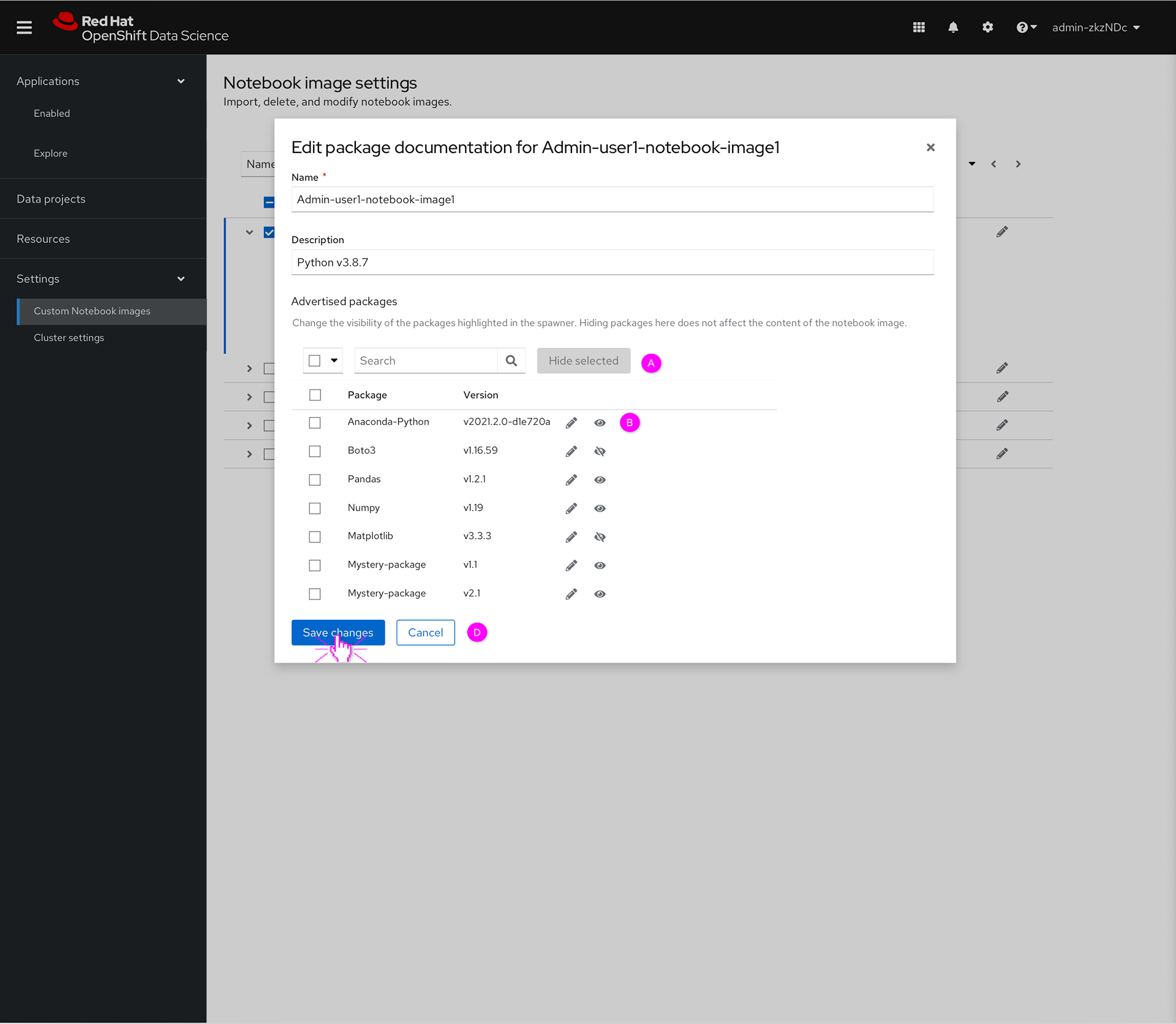 Notebook image settings