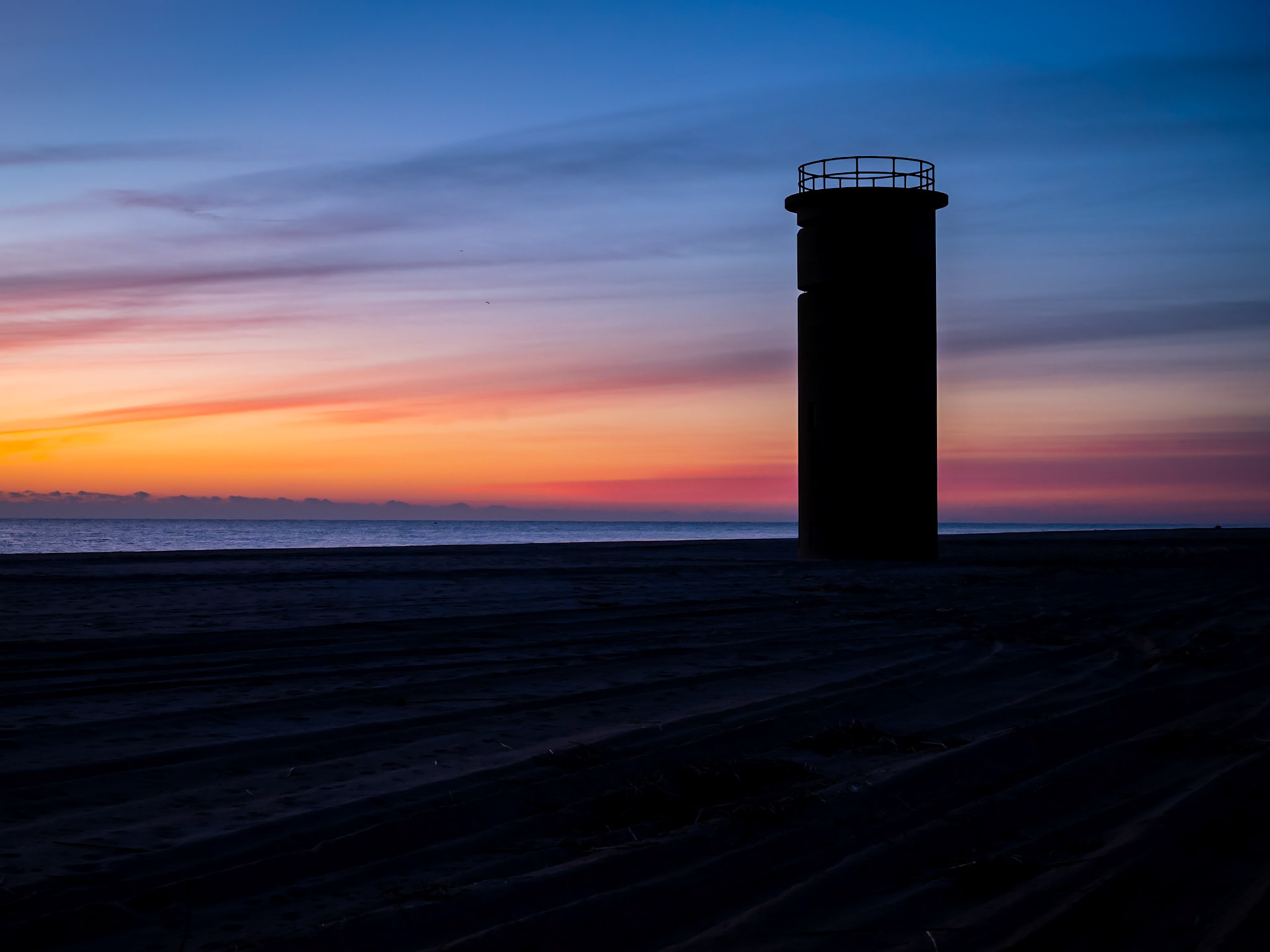 WWII tower at sunrise