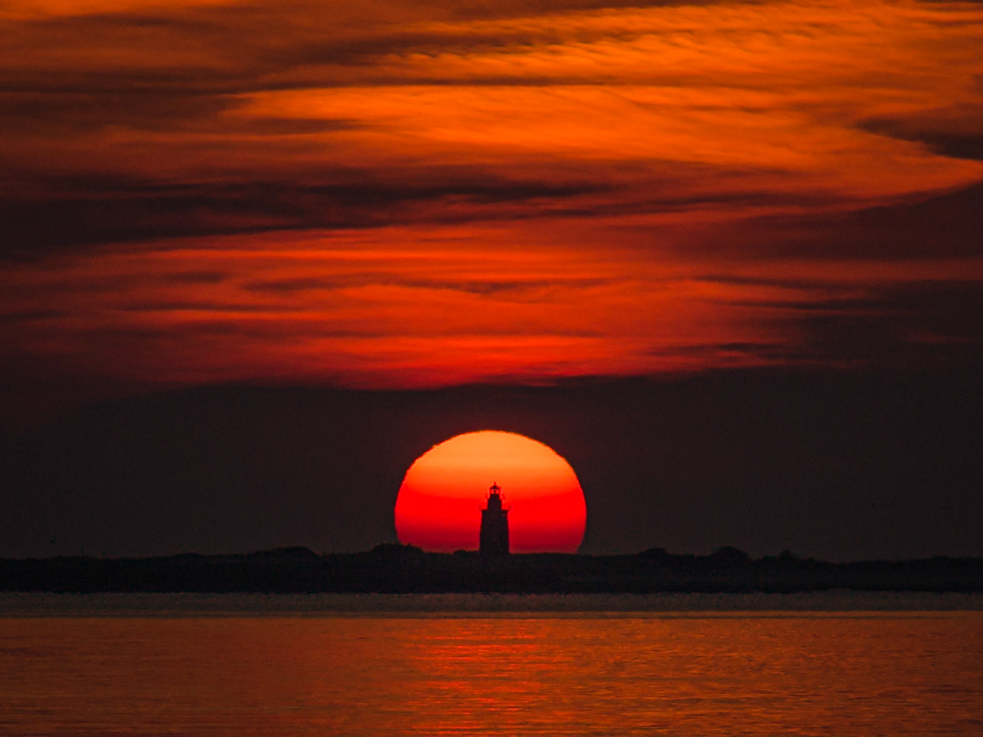 lighthouse in morning red