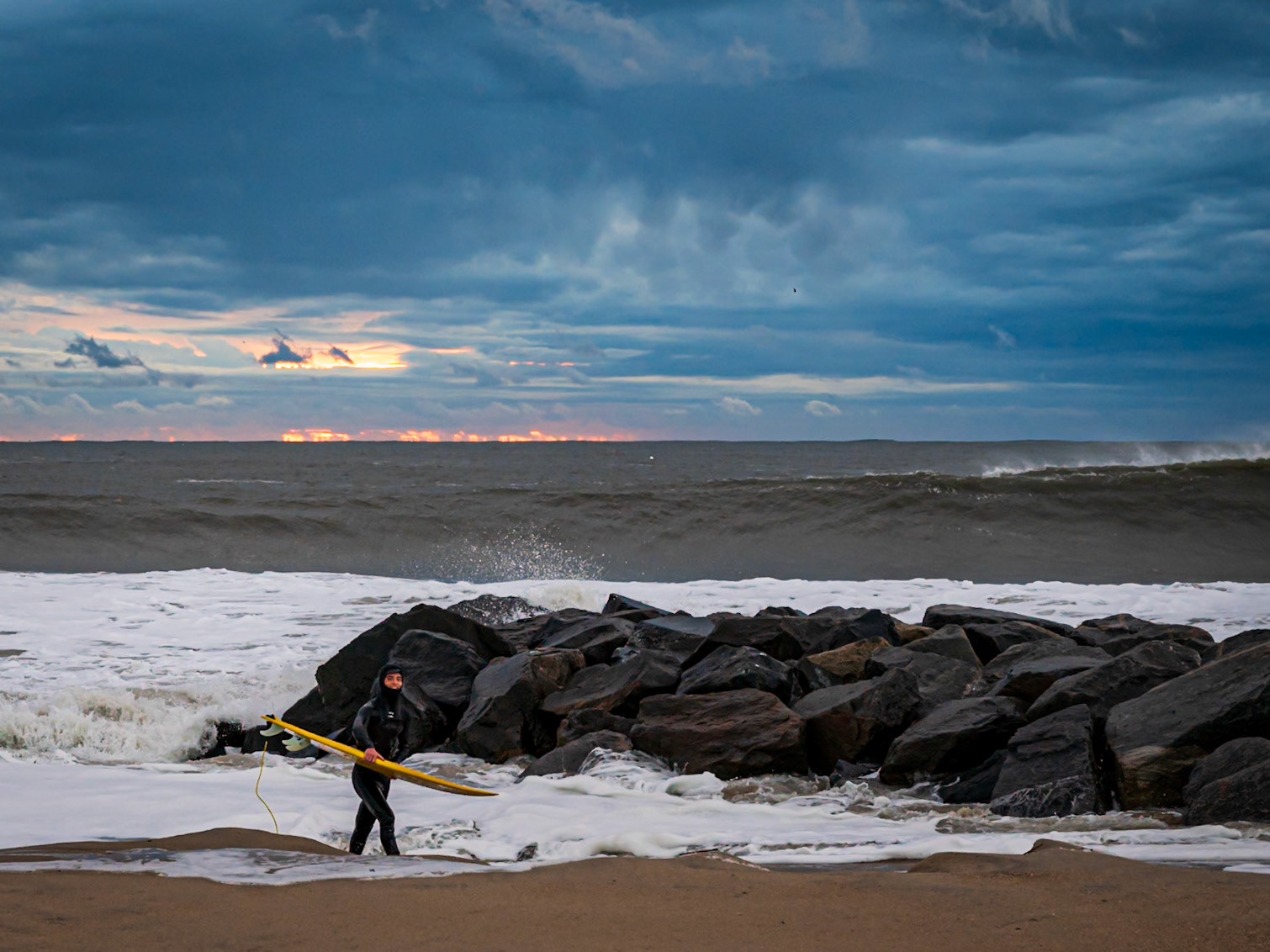 Sunrise surfing
