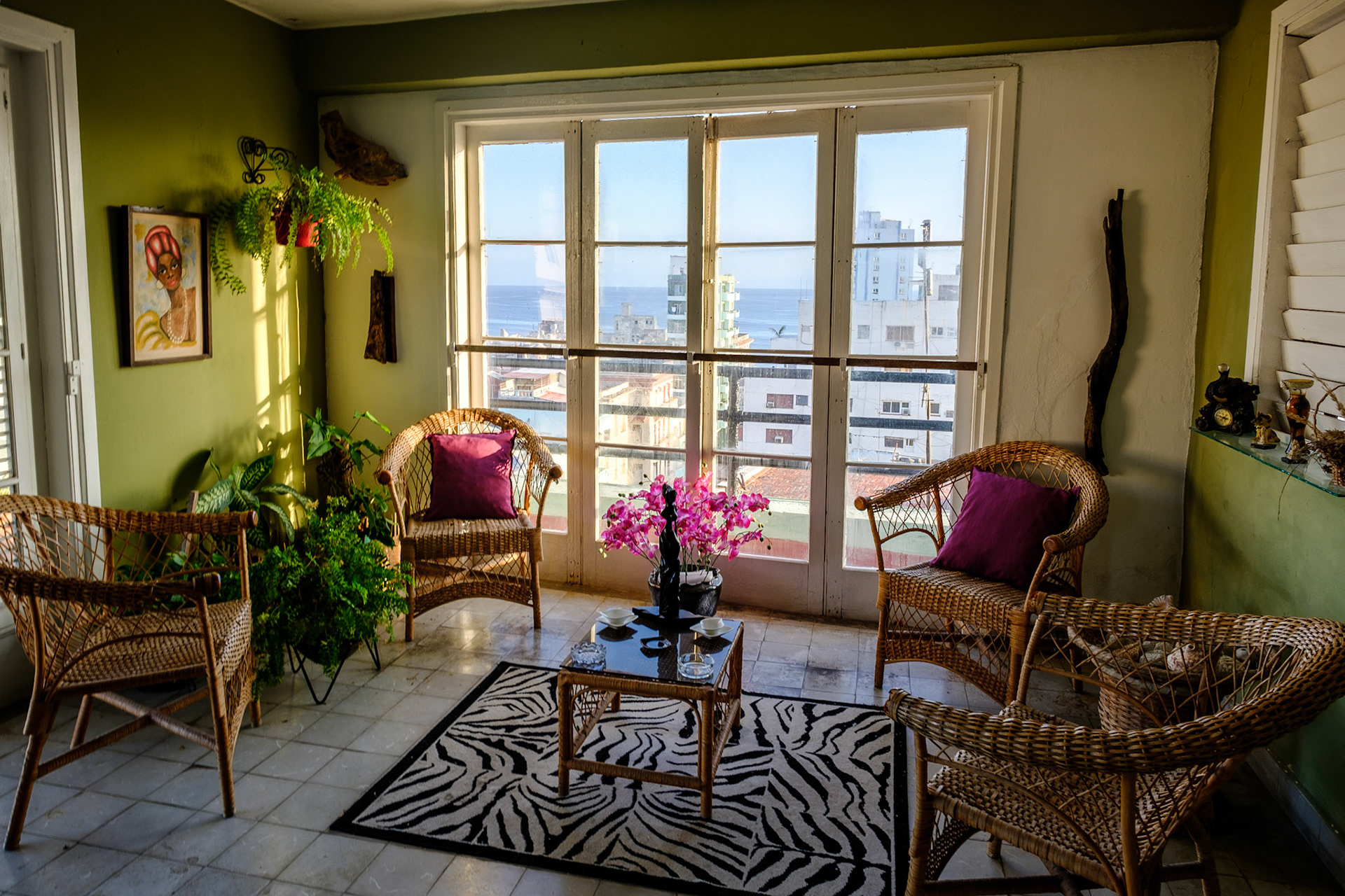 Interiors from apartment on one of the highest residential buildings in Havana, Cuba