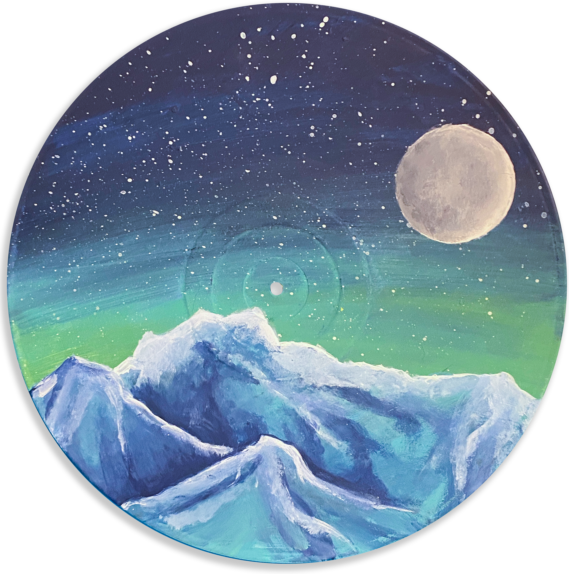 Starry Snowscape. Acrylic on Vinyl. 2021.