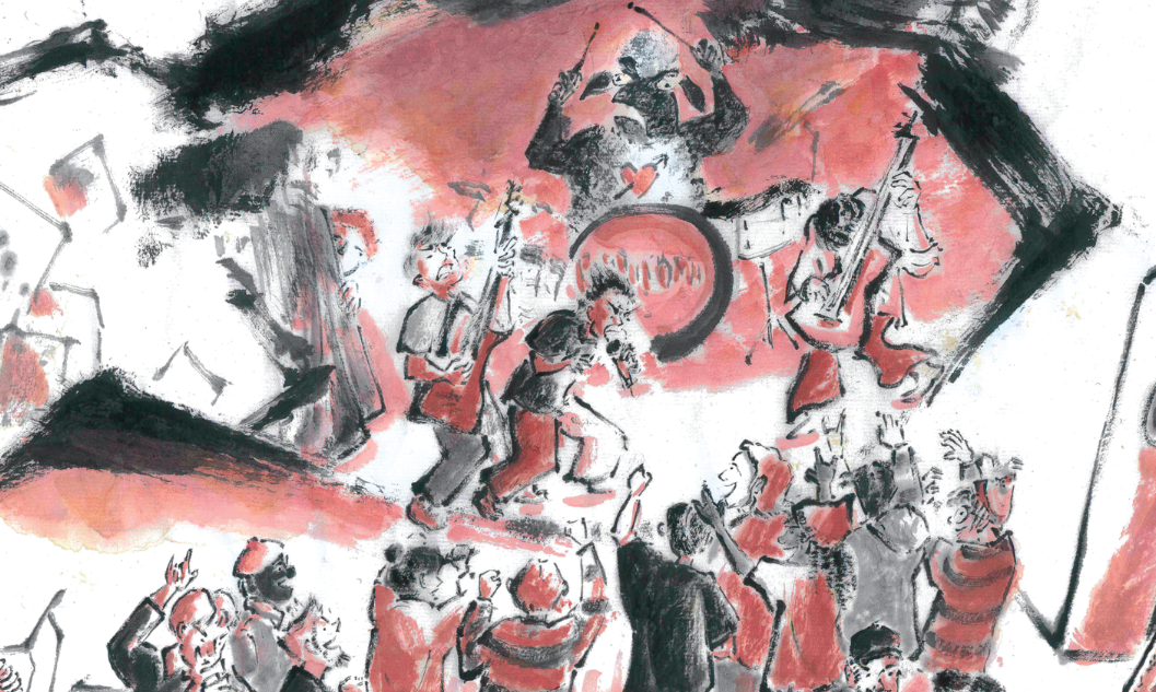 Band Playing to Excited Crowd