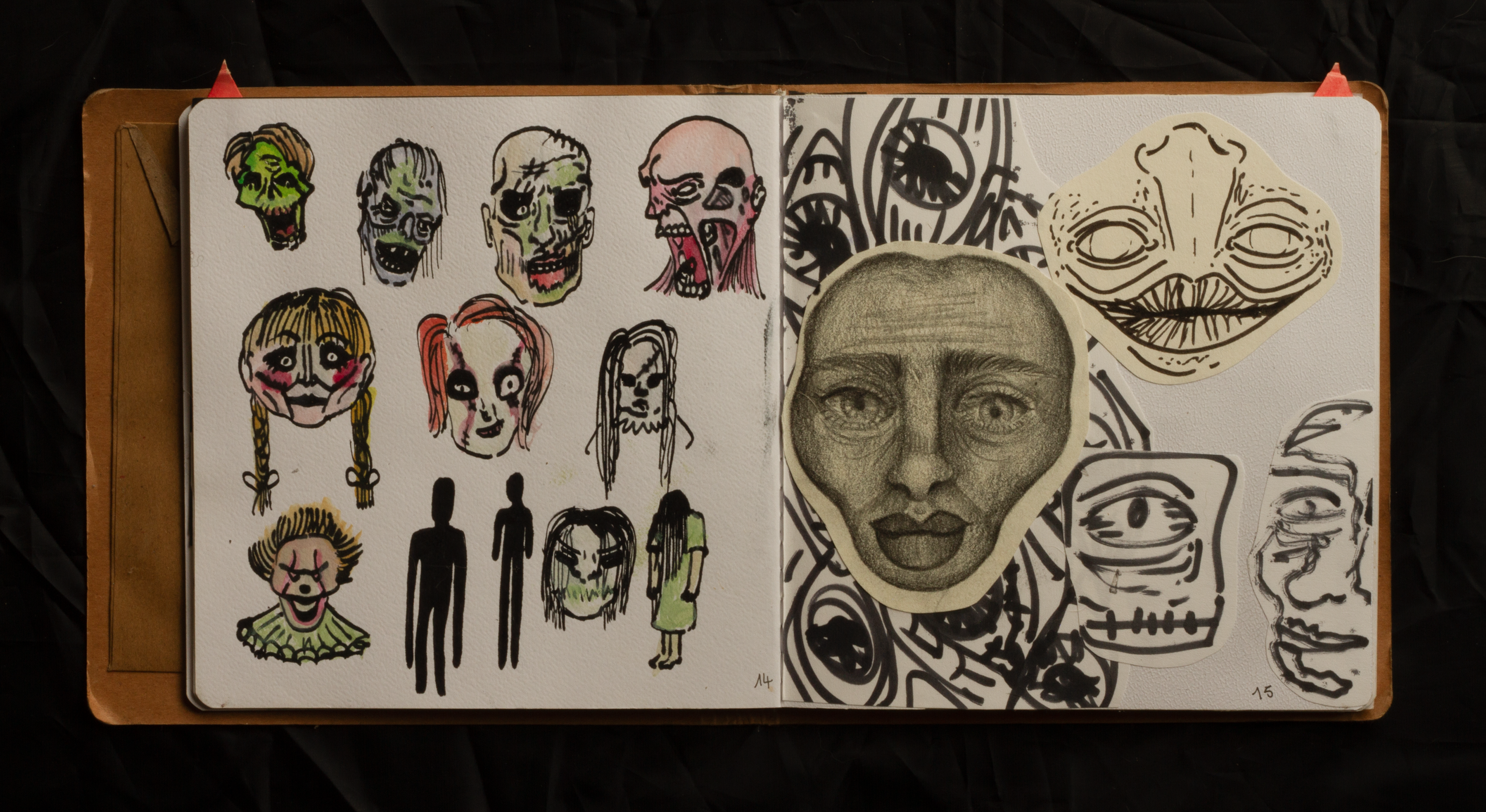 Double page du carnet de recherches