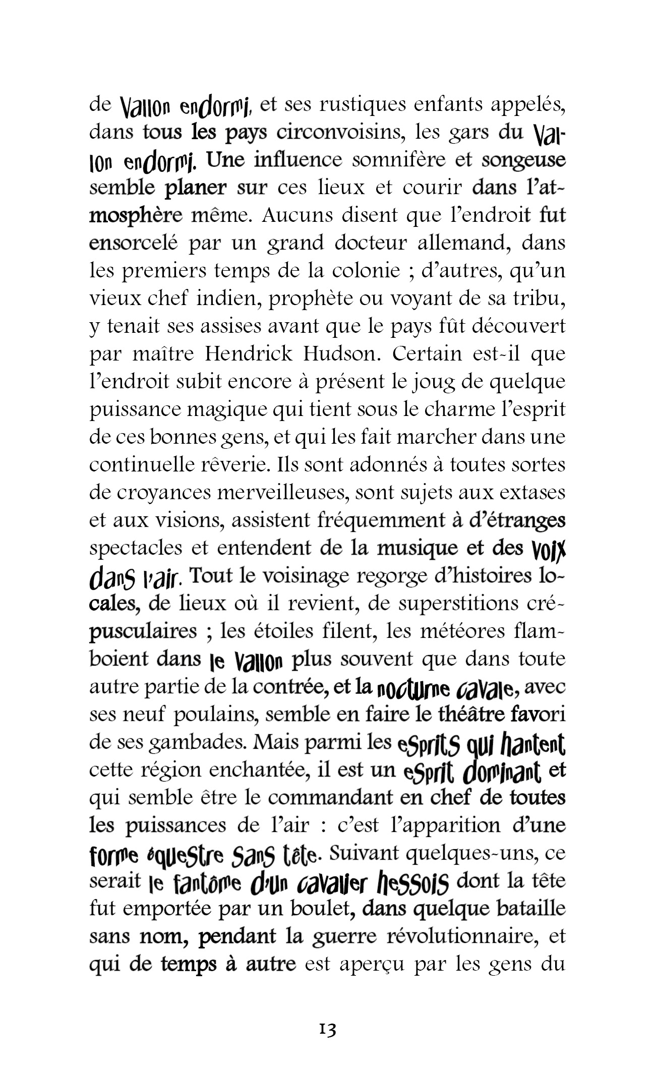 Mise en page intérieure du livre Sleepy Hollow de W.Irving 