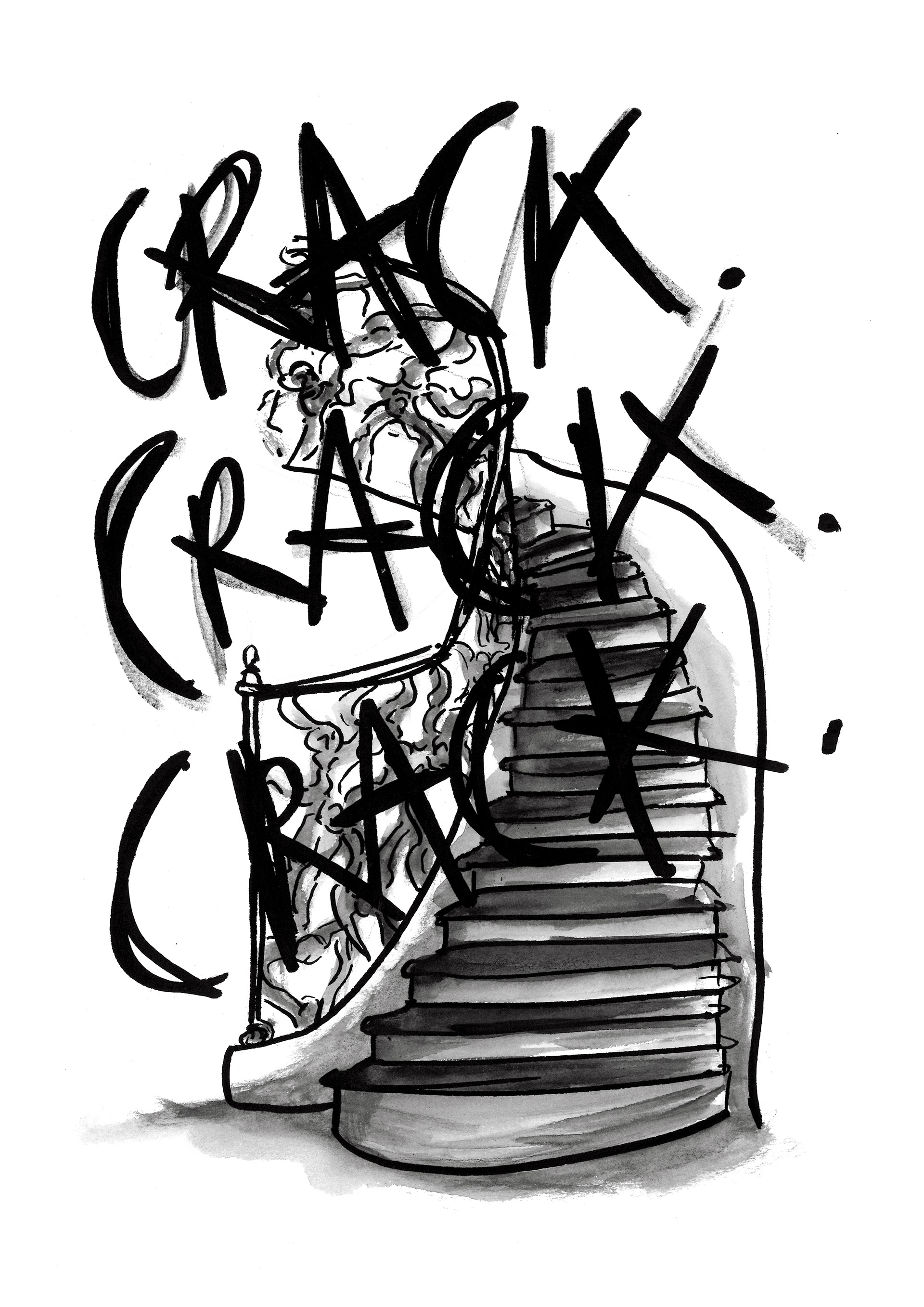 Crack - aquarelle et marqueurs