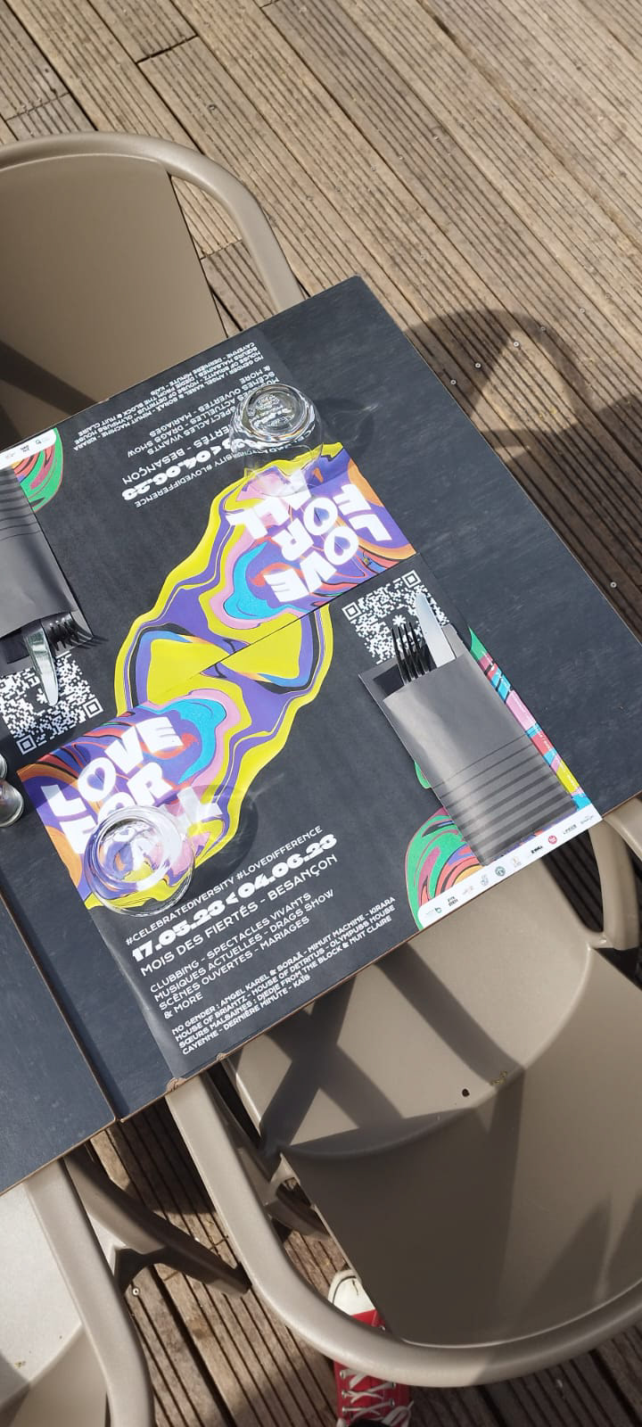 Sets de table utilisés par la Brasserie Granvelle de Besançon