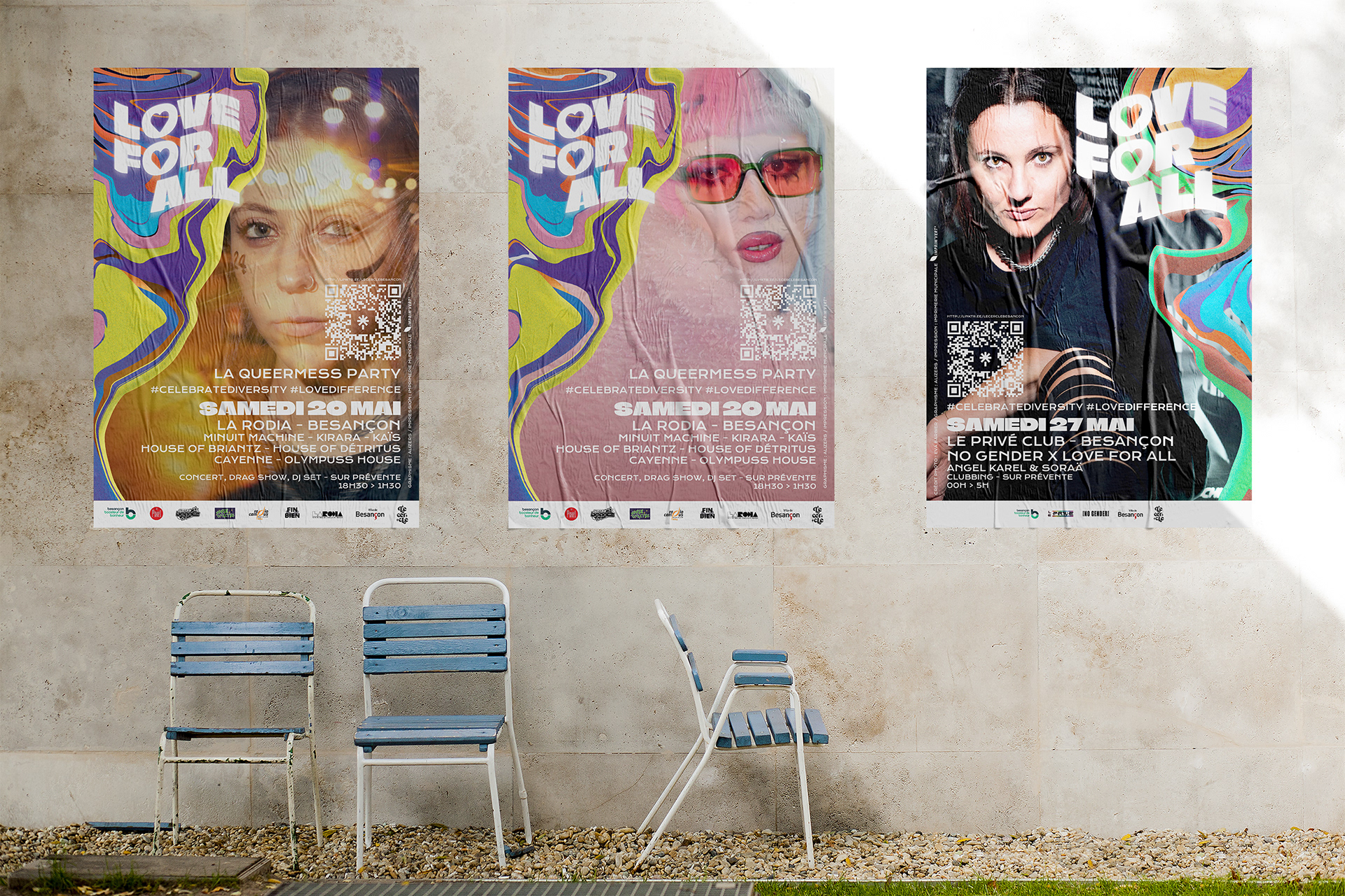 Mise en situation de différentes affiches du festival