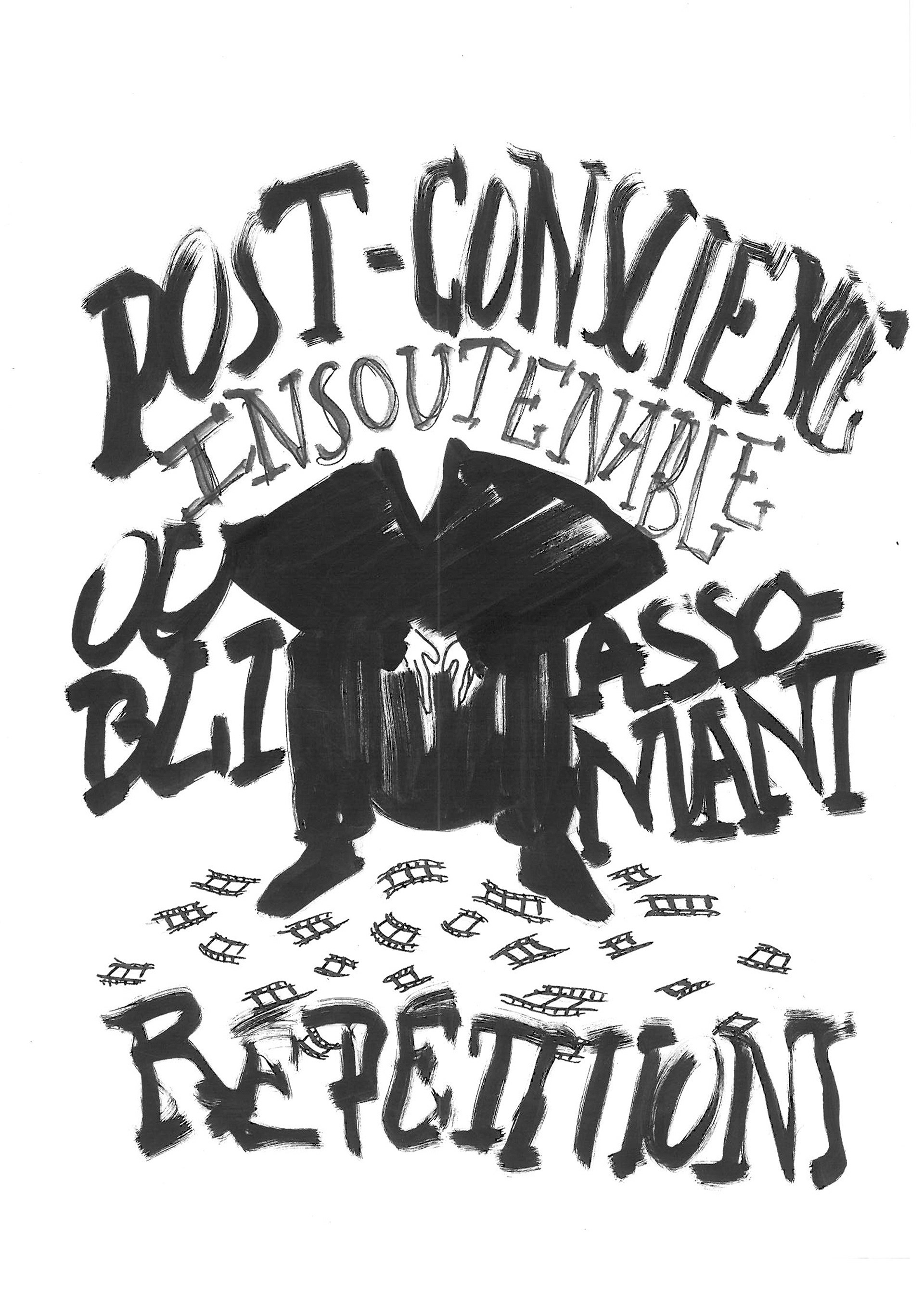 post-conscience (inspiré de l'oeuvre musical de the The Caretaker) - feutres fins et marqueurs