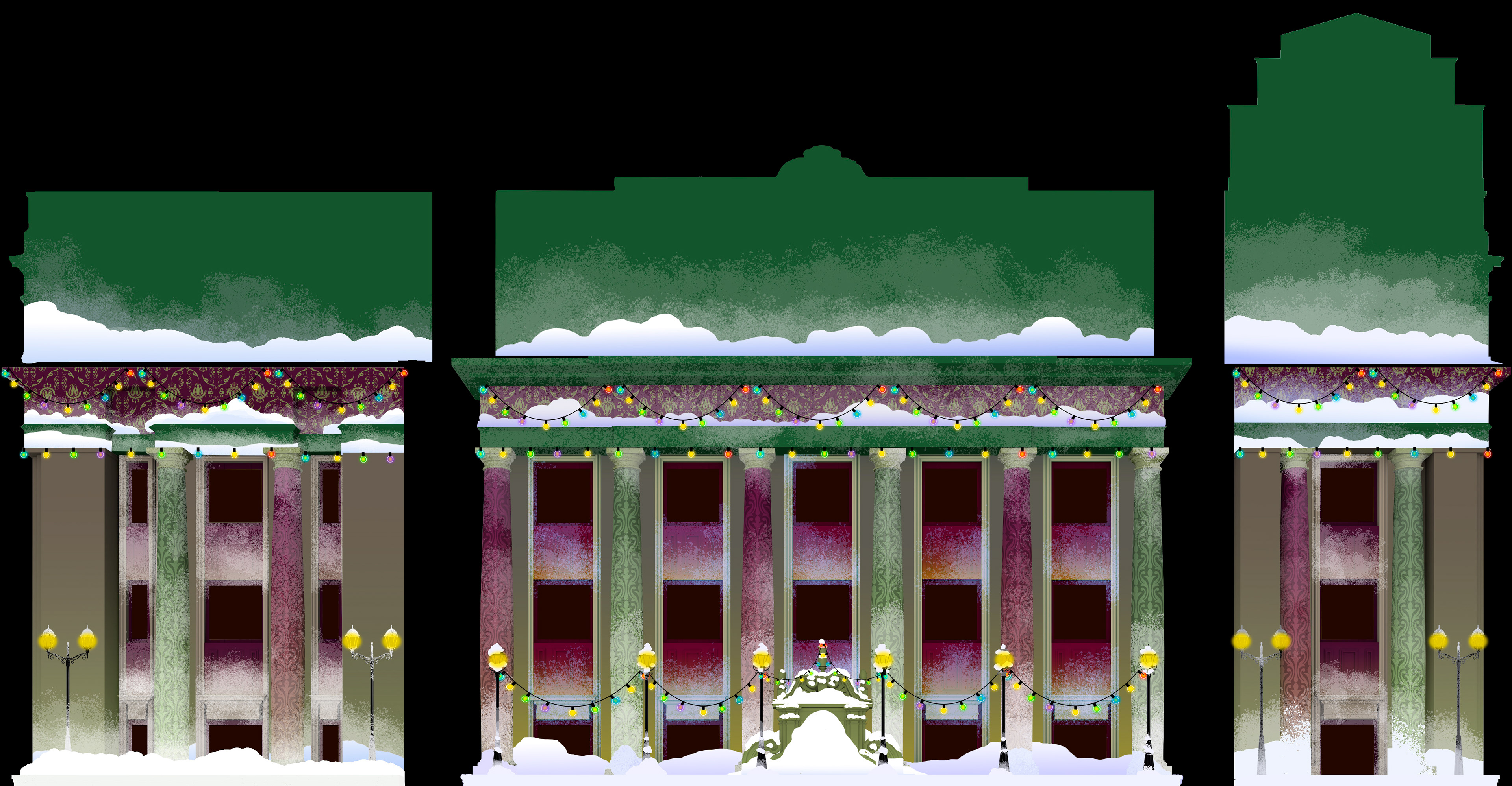 Fondo para fachada mapping de Brillantia nevado