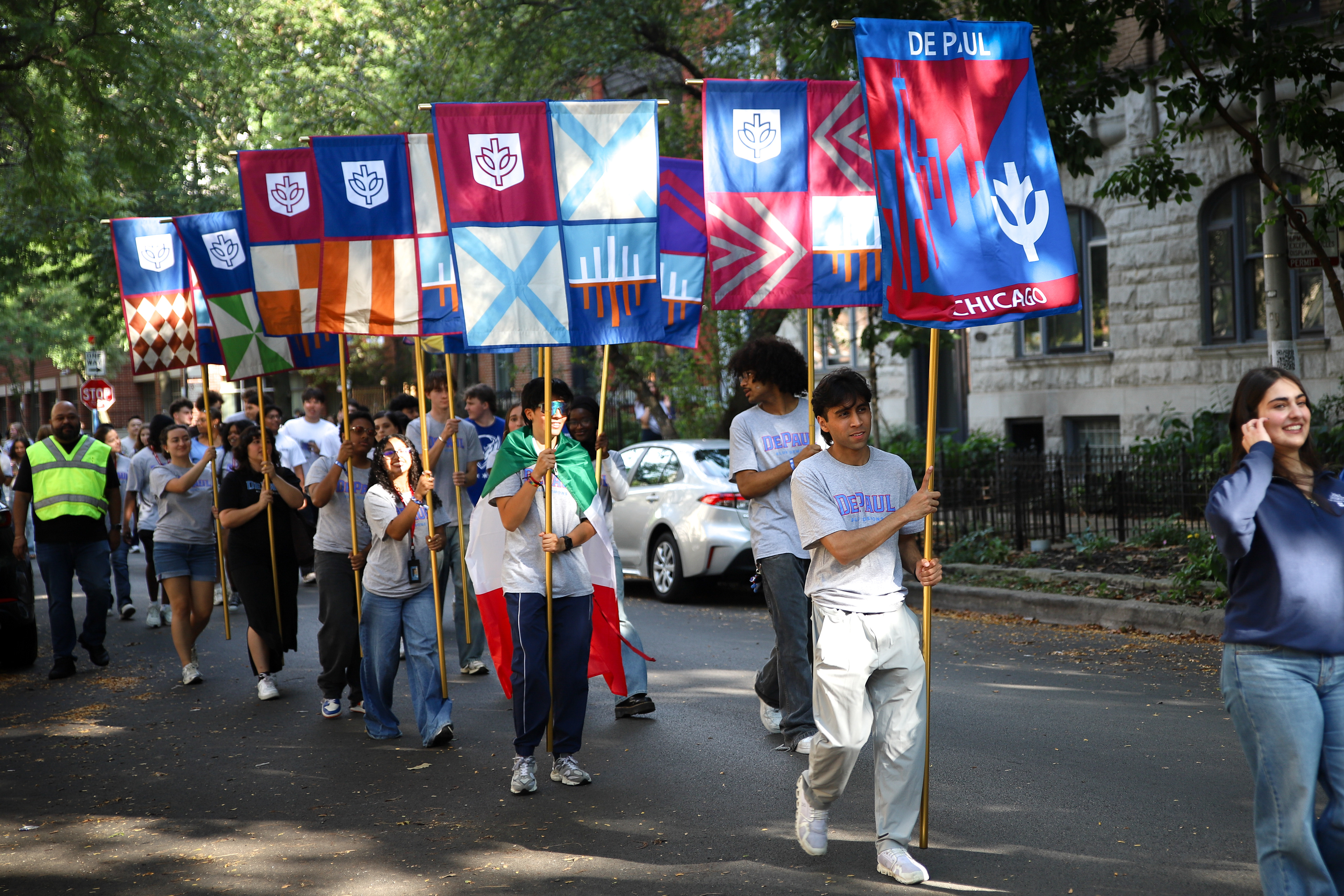 Students process from the McGrath-Phillips Arena to the Quad in Chicago during the DePaul Blue Demon Welcome on Tuesday Sept. 8, 2026. | Kieran Stover/The DePaulia