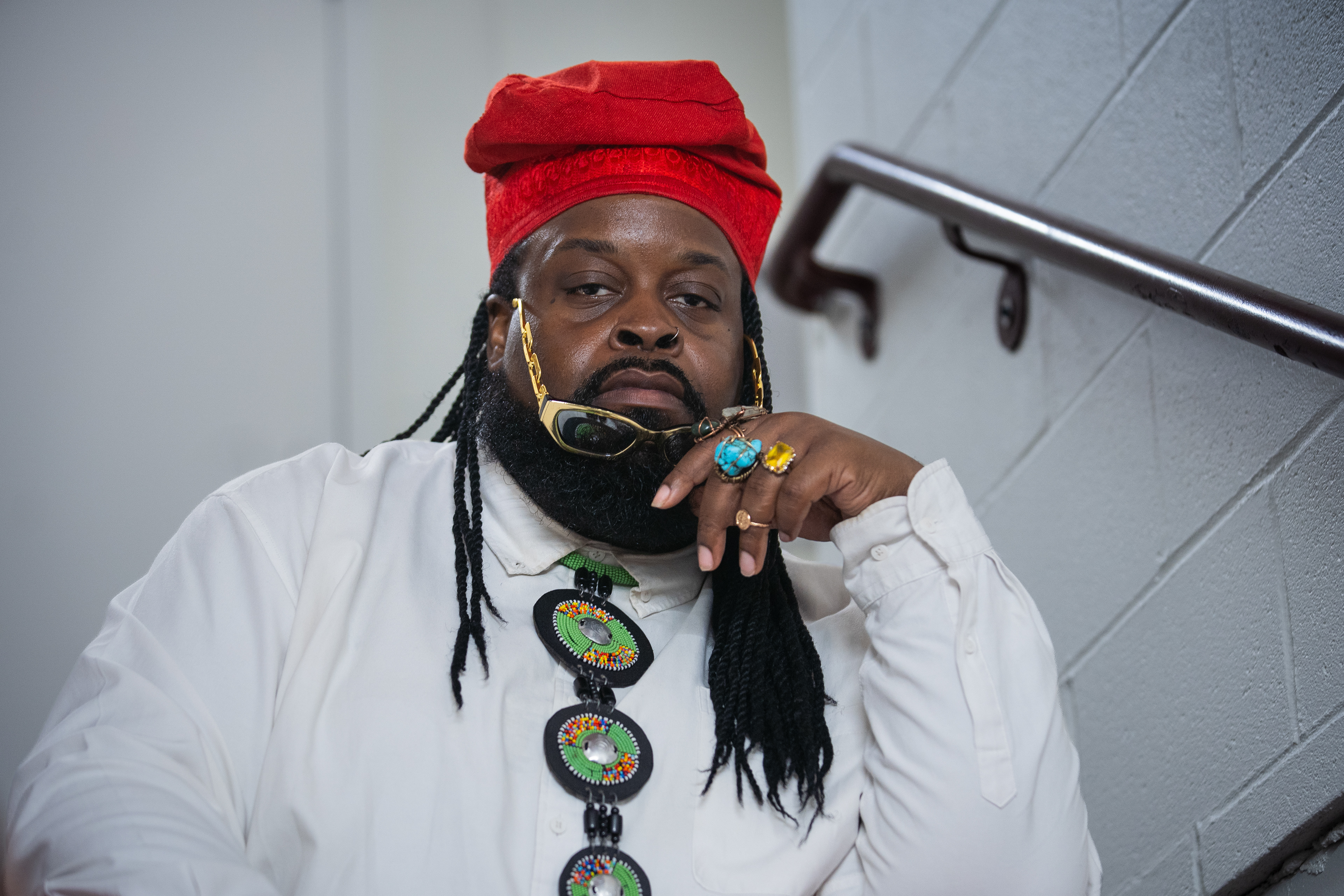 Singer, songwriter and vocal arranger Manasseh at Chicago Public Media's studio at Navy Pier on Thursday Aug. 13, 2026. Manasseh plans to celebrate both his birthday and his album’s release a few days early on Aug. 21 at the Epiphany Center for the Arts. | Kieran Stover/Sun-Times