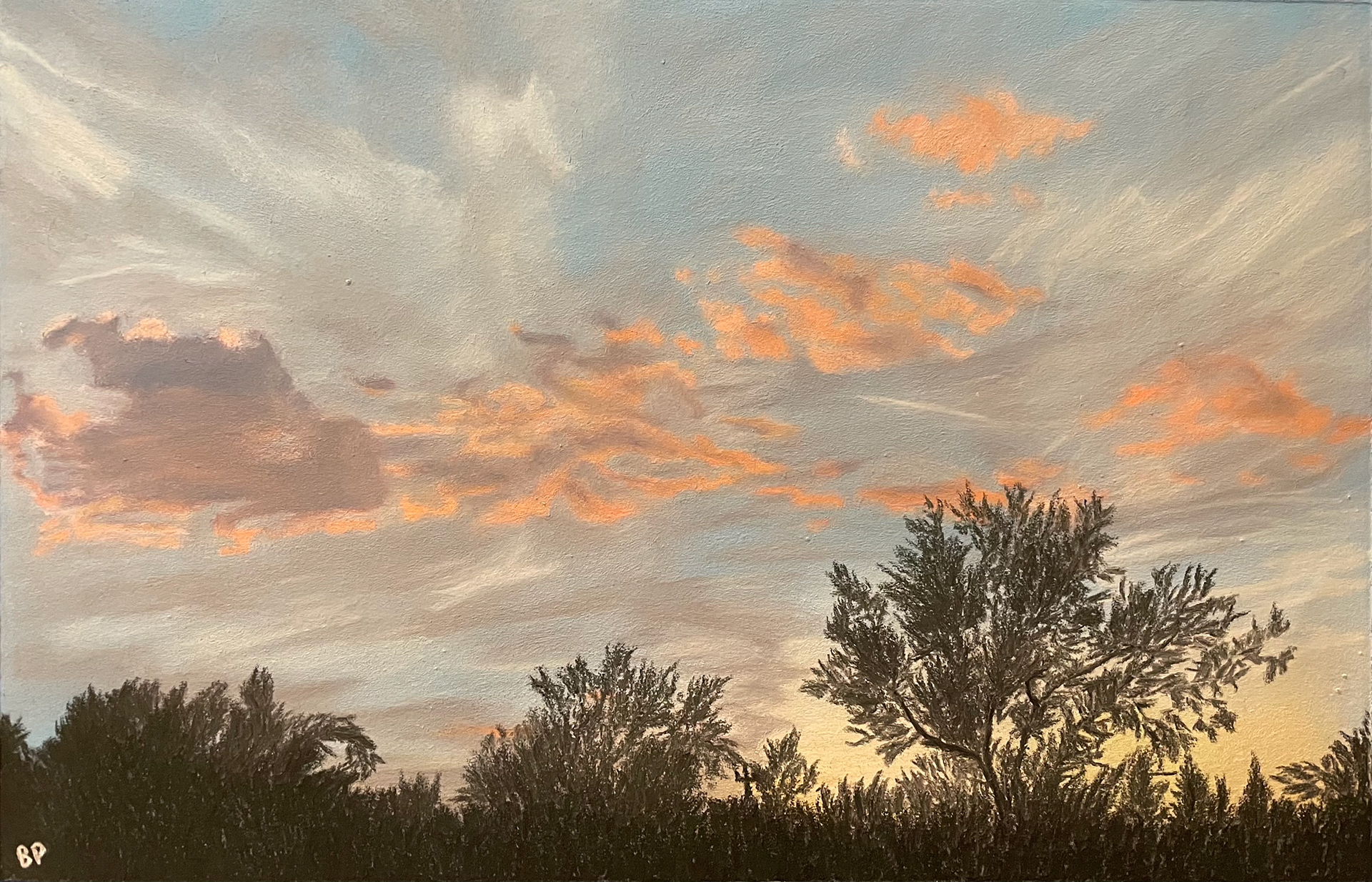 "Heaven's Here" firm pastel painting of the sunset, placed in the Crocker Art Museum in May 2021