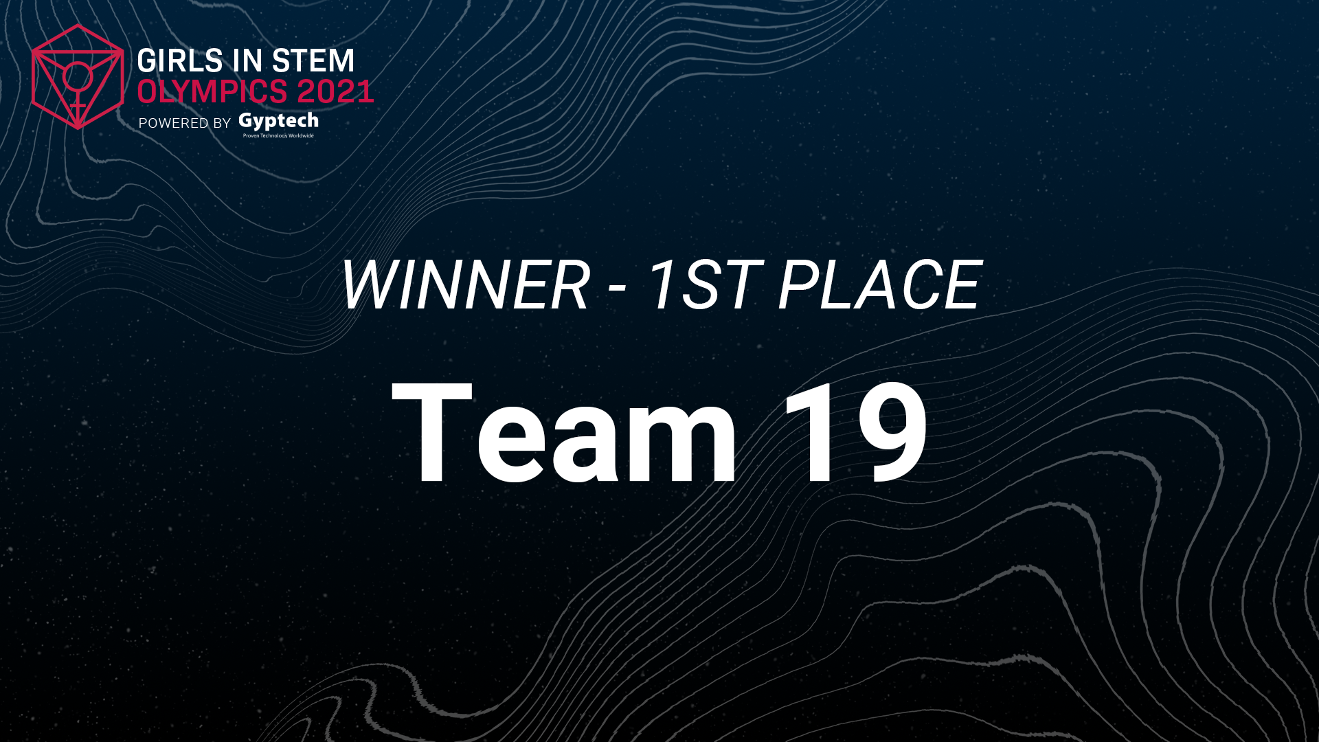 Winner graphic during closing ceremonies.