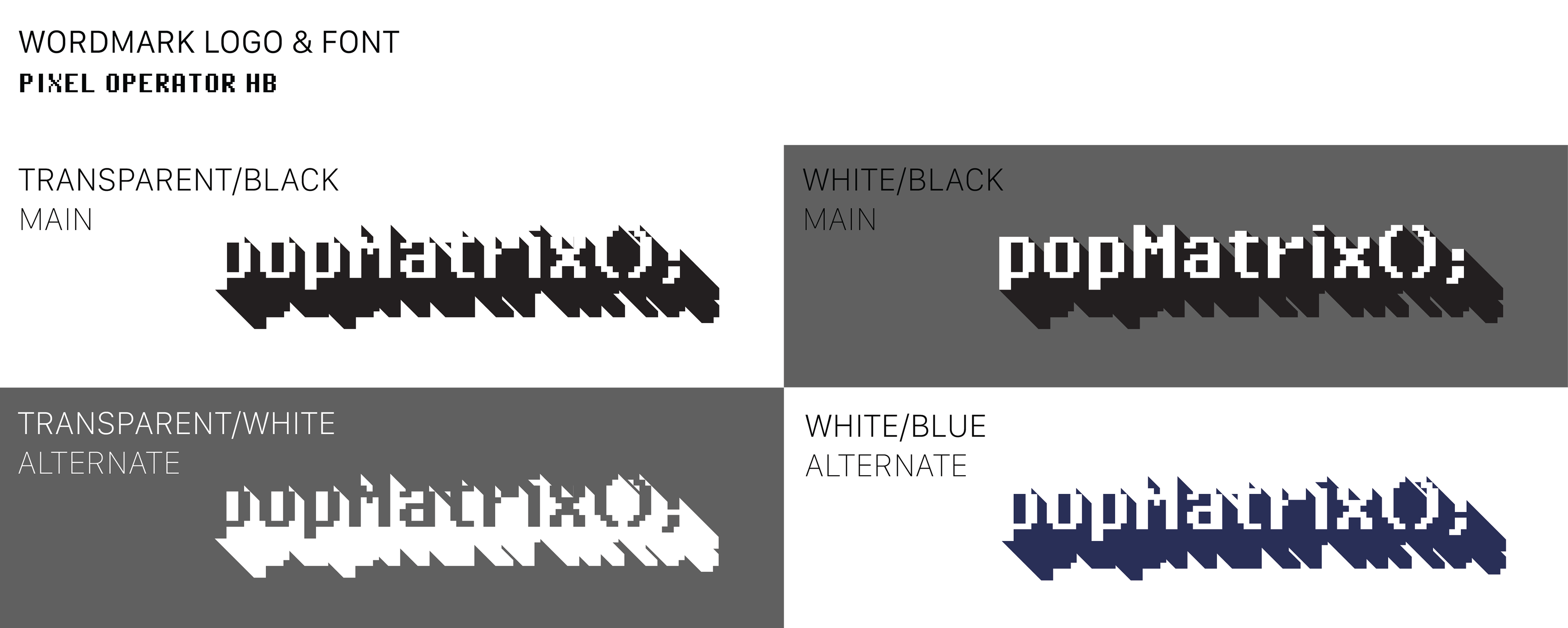Wordmark logo and standard font with four colour variations.