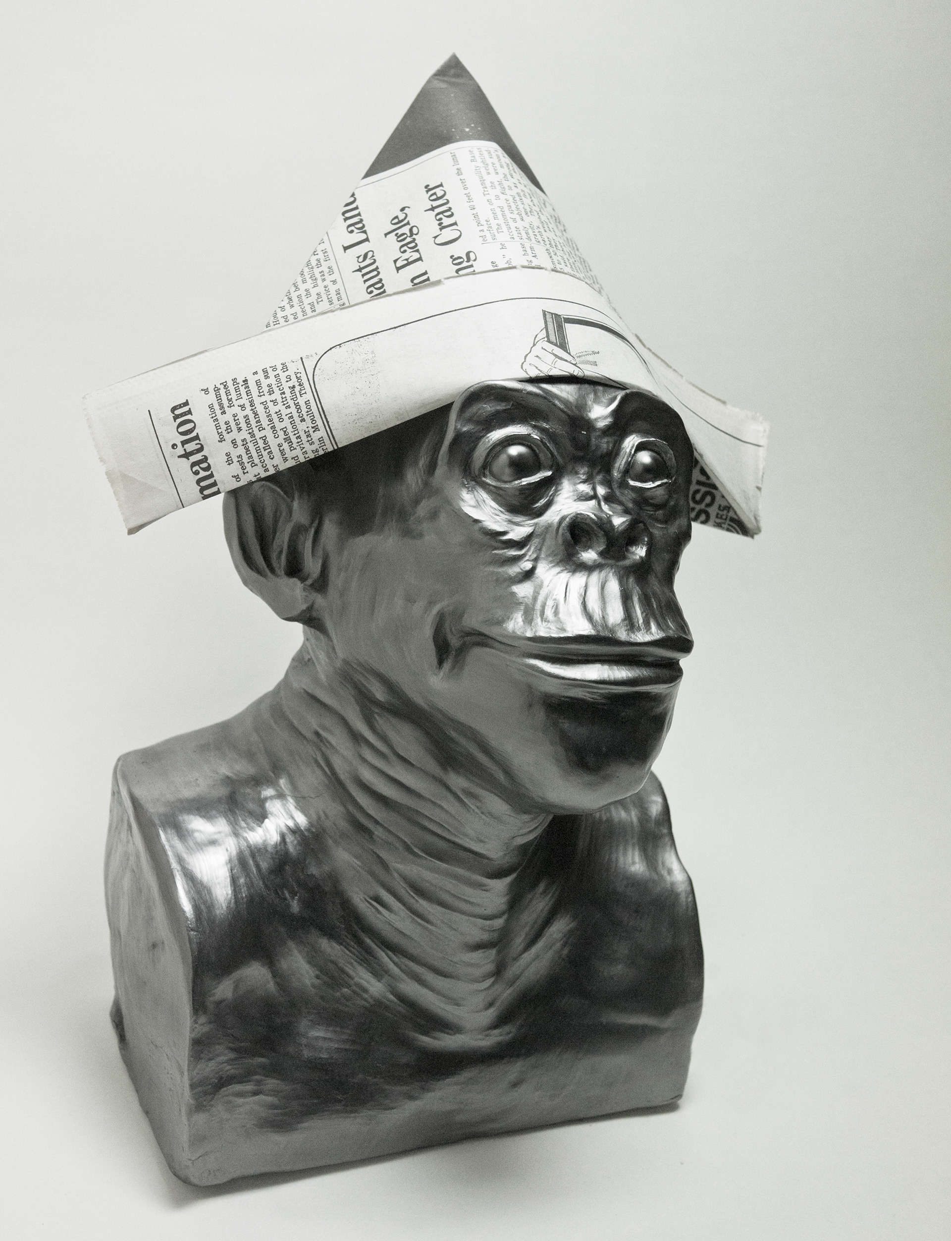 Spacemonkey#2,  graphite on ceramic clay, 2013, Private collection.
