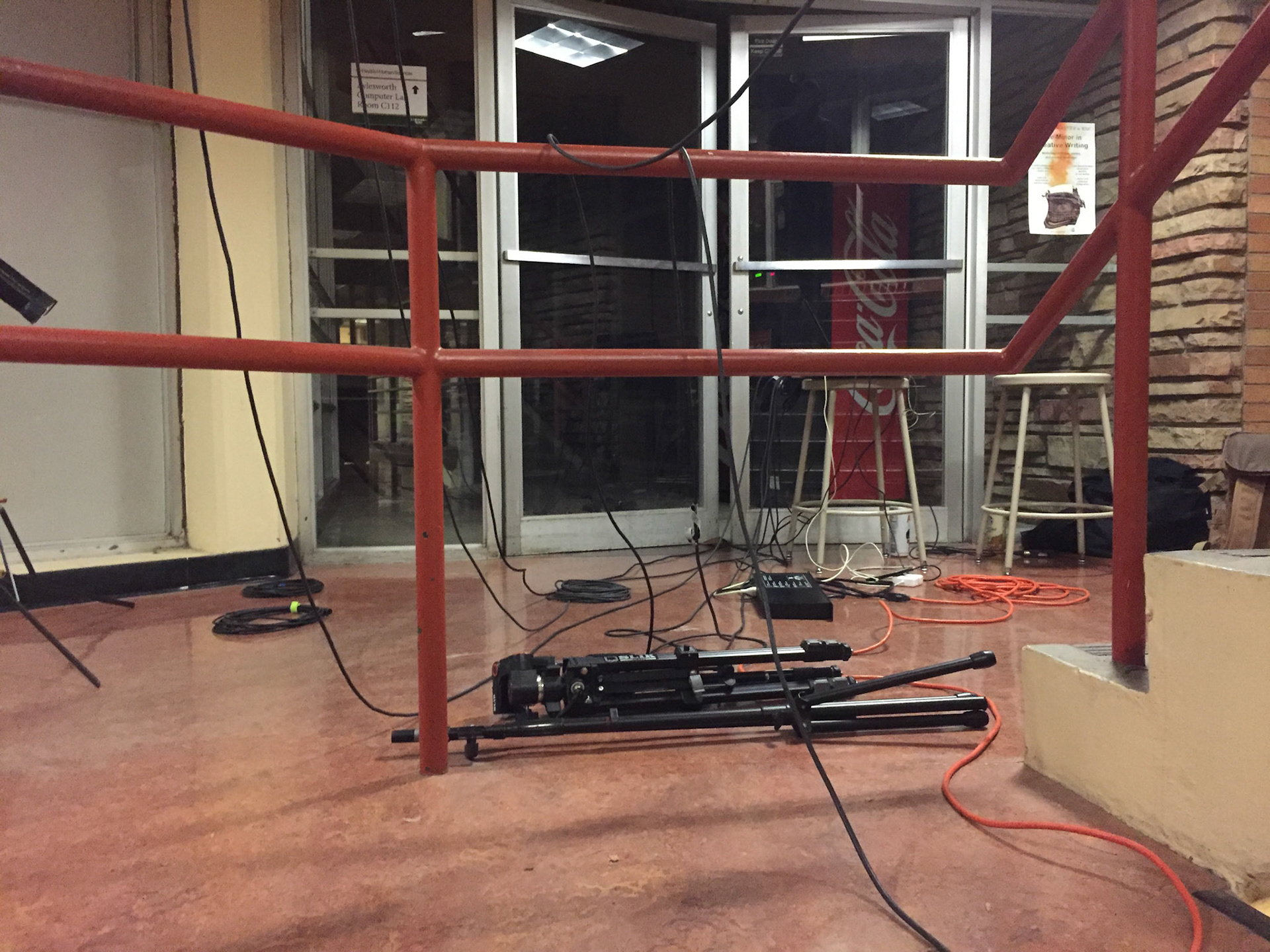 Recording the first sonic tour in the north central stairwell and north glass hallway