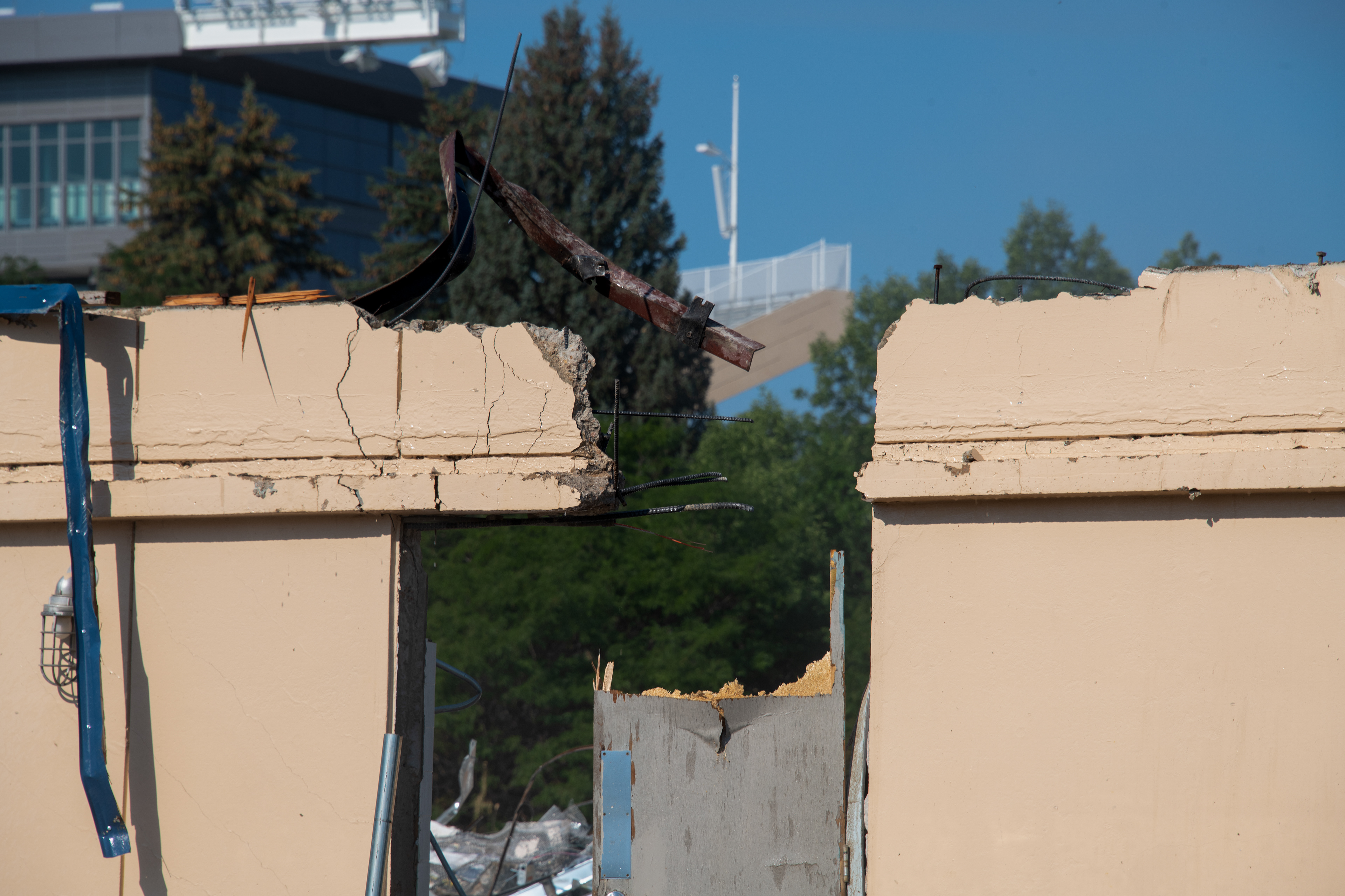Demolition of the back wall, east-facing side