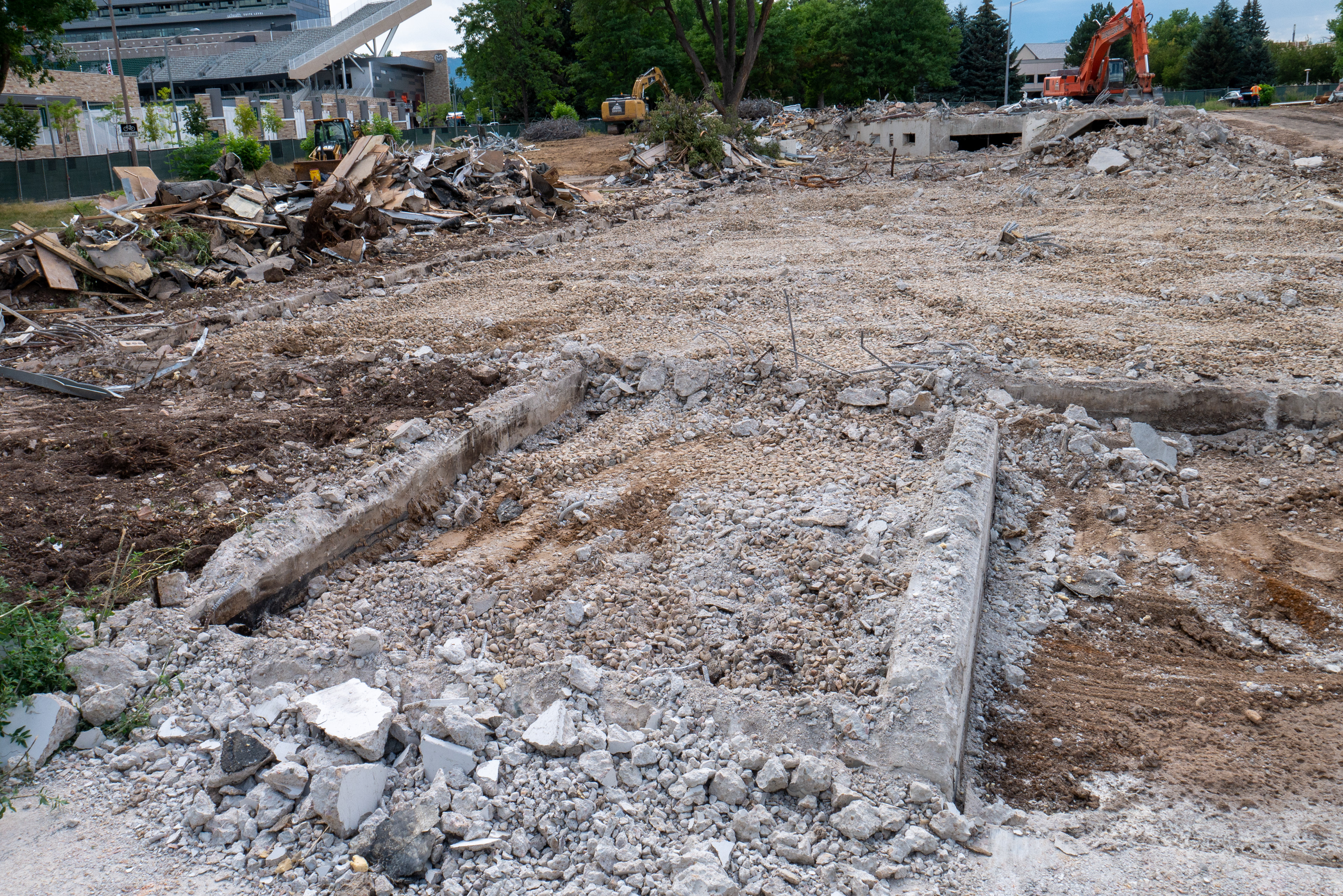 Partial removal of the foundation of the SE wing, east-facing side