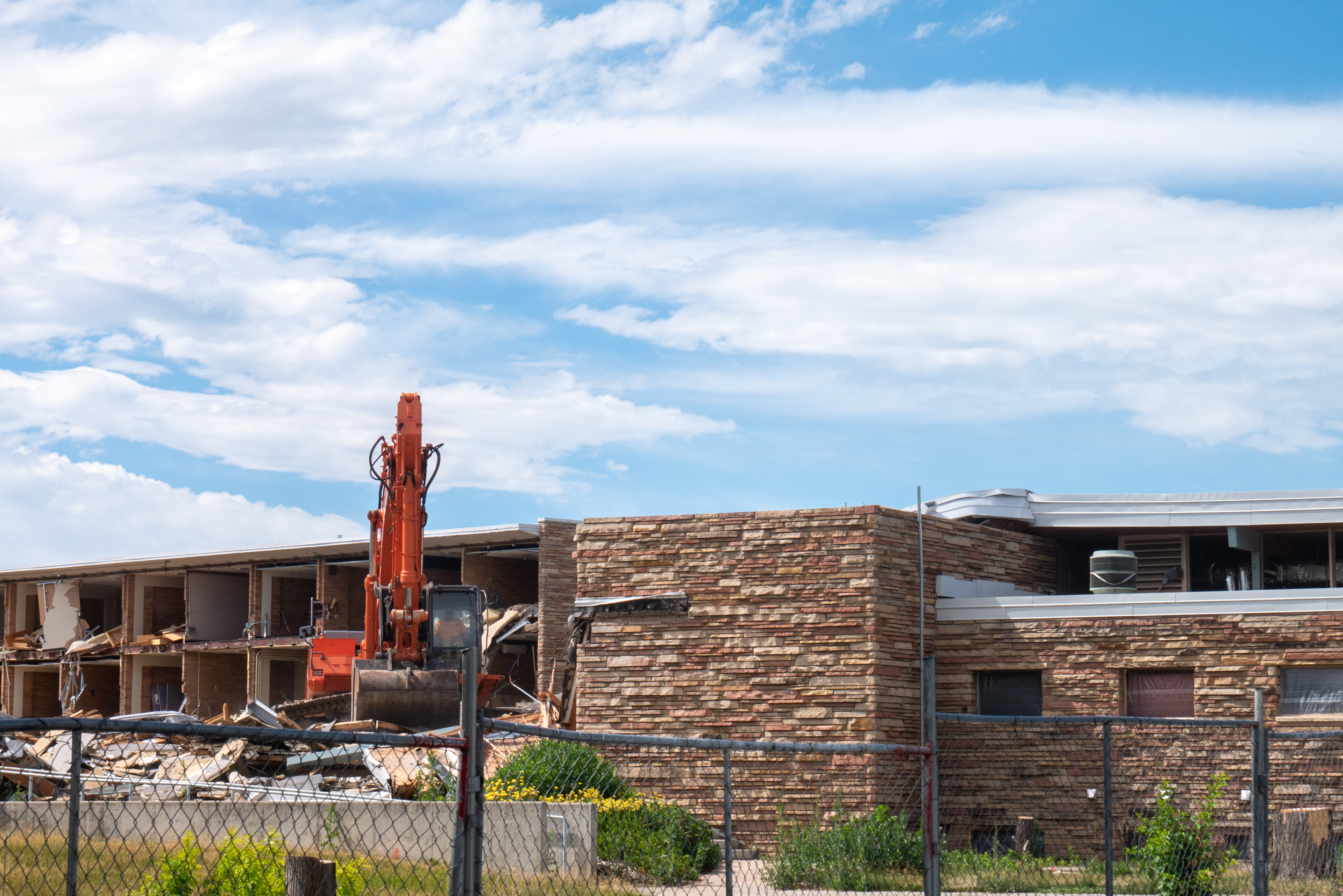 Demolition of the core, south-facing side