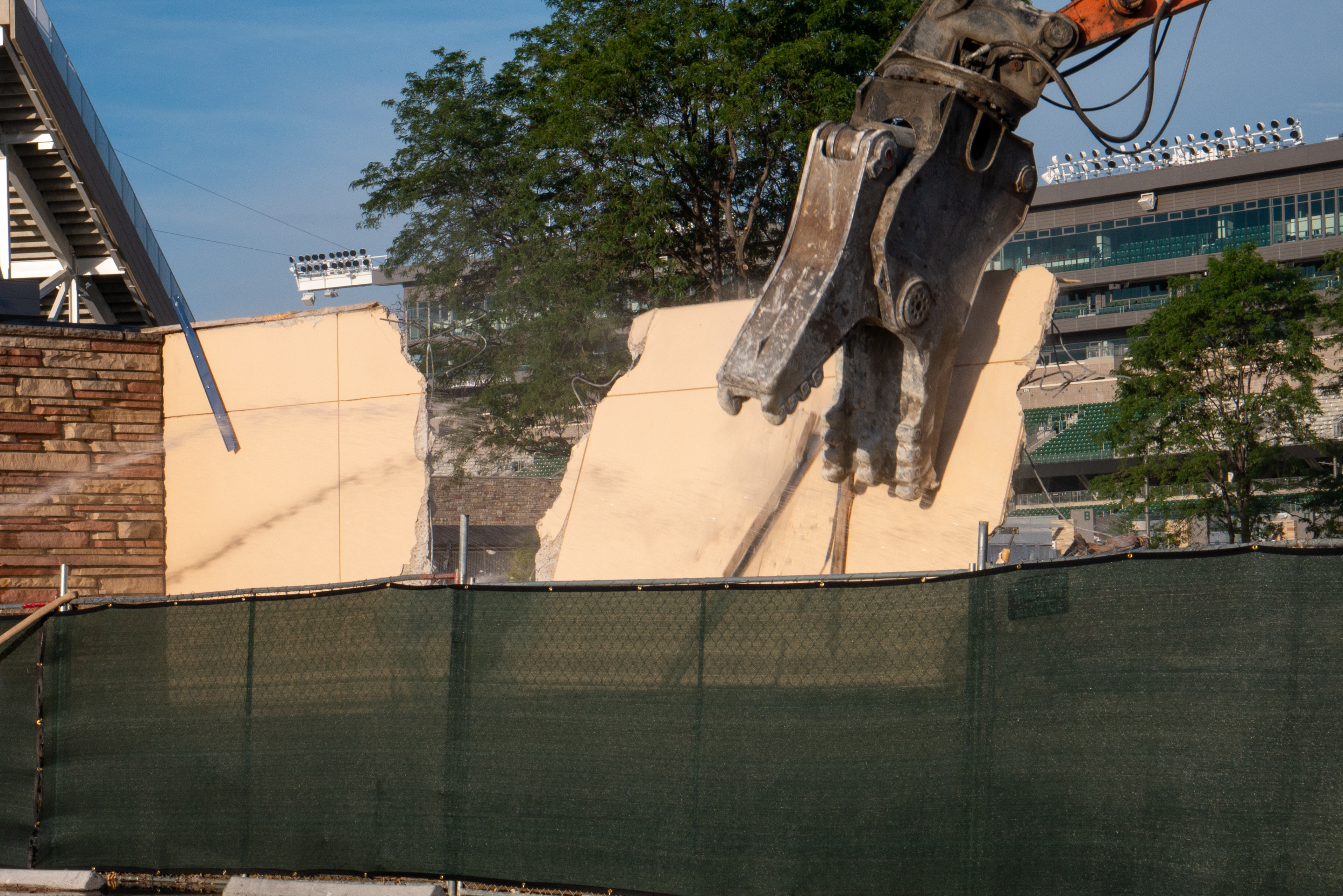 Final demolition of the back wall, east-facing side