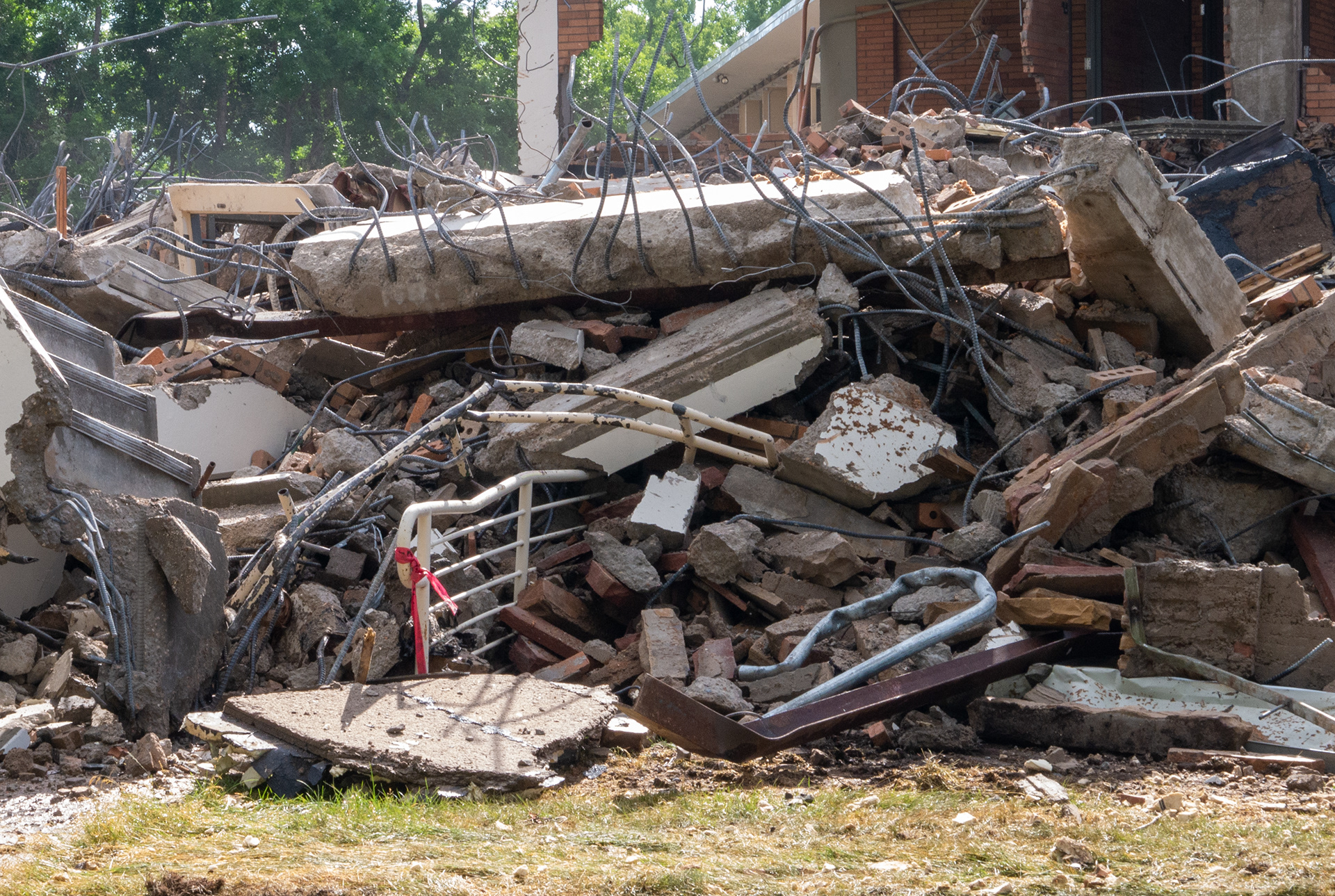Rubble from the NW wing