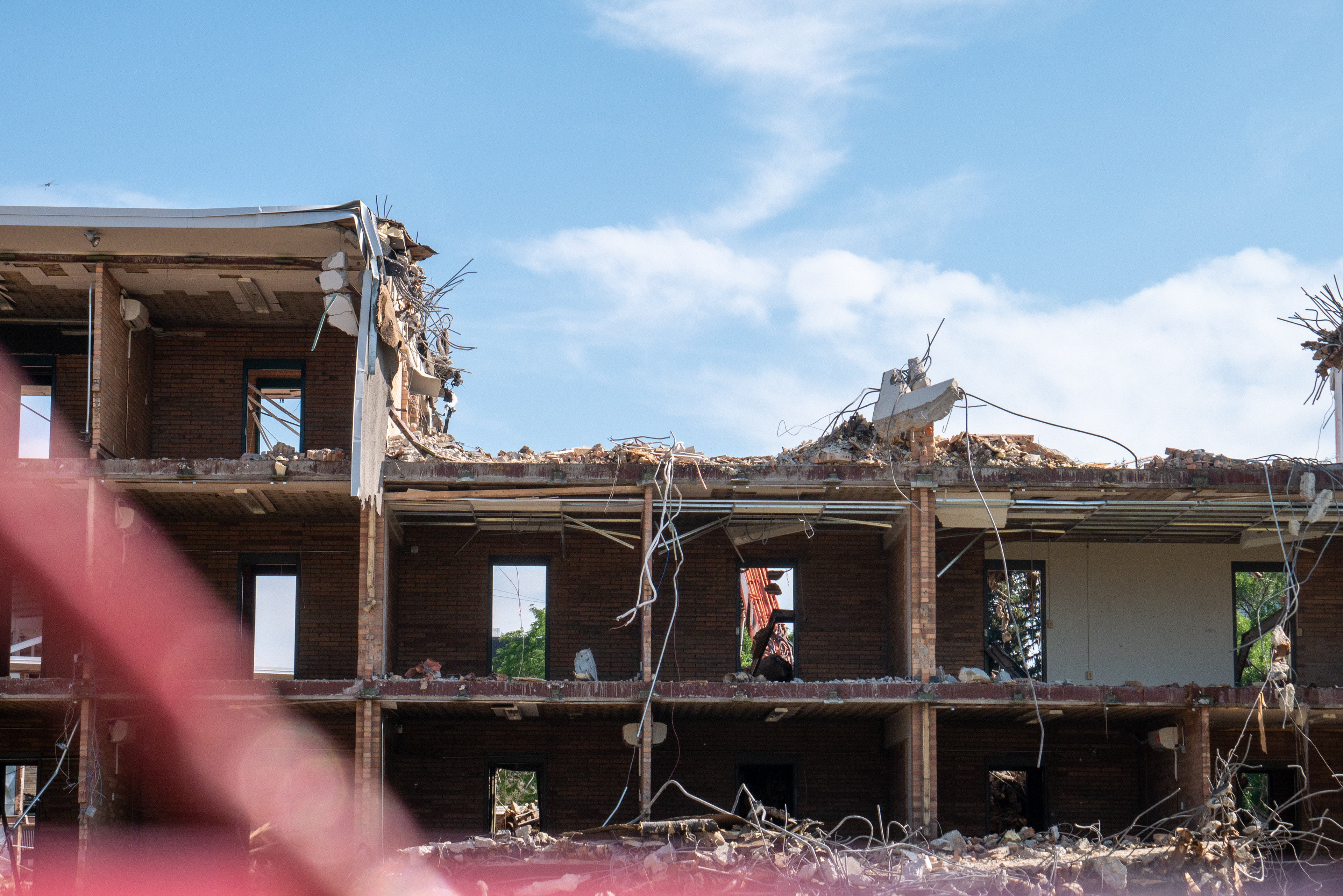 Partially demolished NW wing, north-facing side